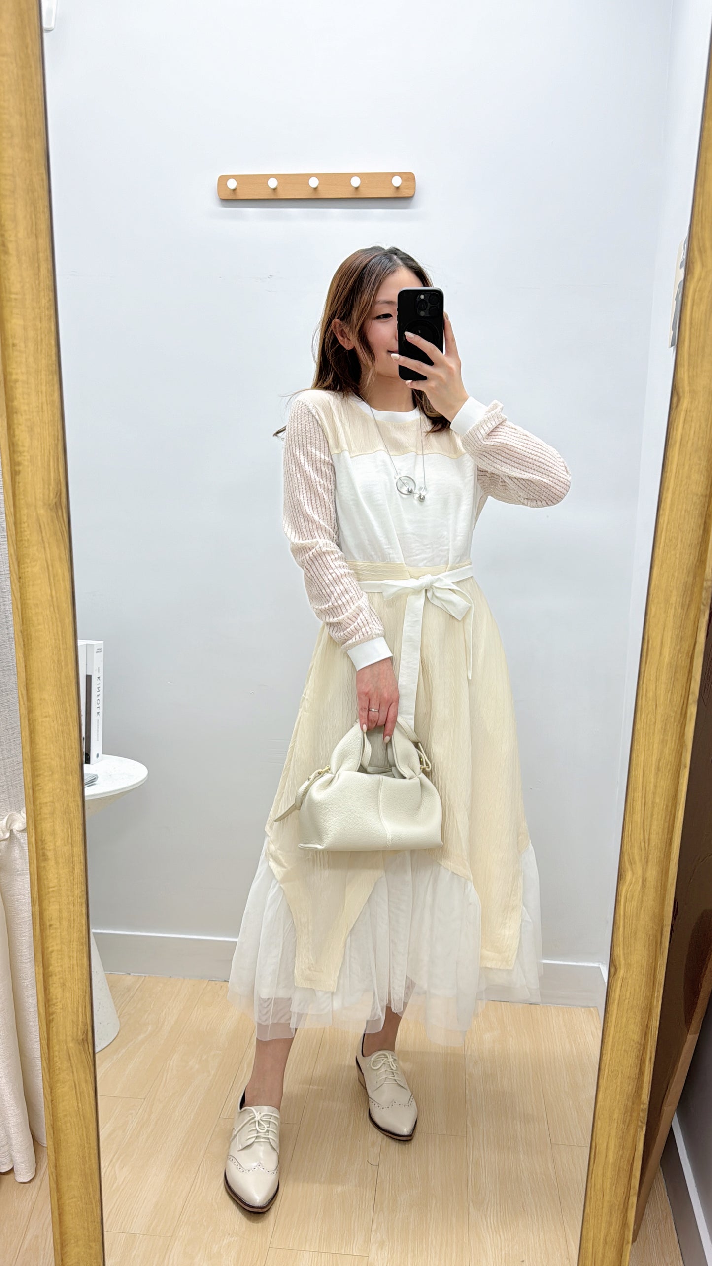 L500910《免熨長袖仙氣紗紗OPS》黑色