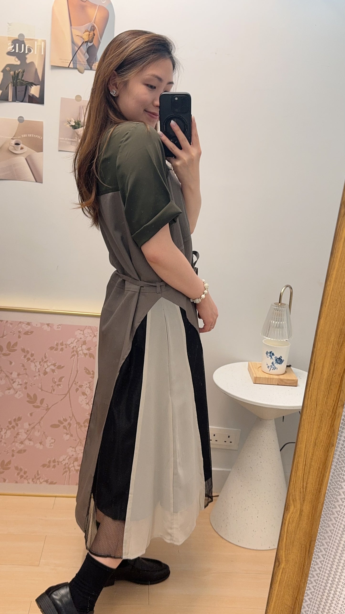 M259108 《圓領靚拼色拼側網OPS》 兩色(杏藍/黑綠)