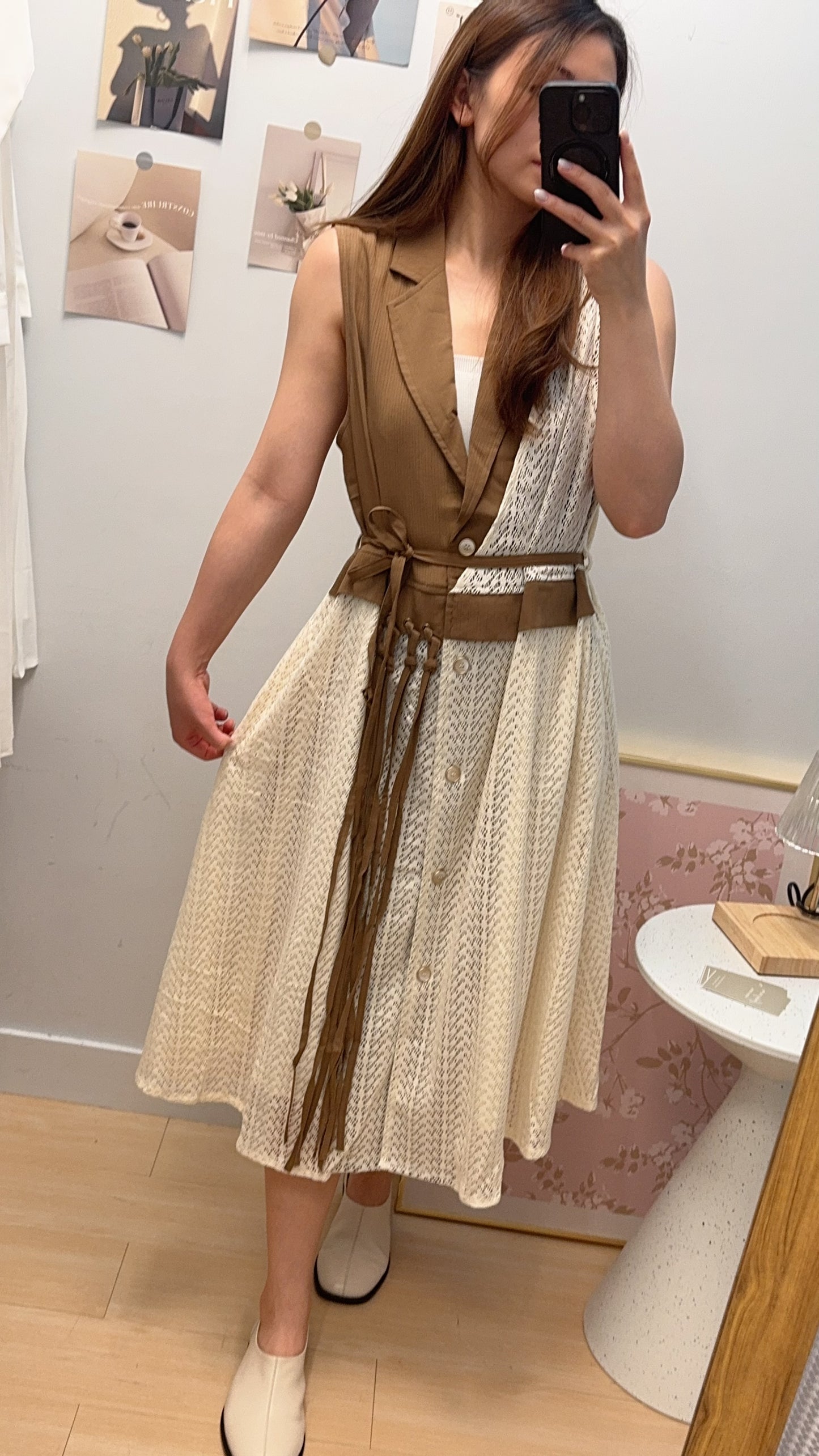 M254408《超推💓織花布背心外套》 兩色(卡其杏/黑)
