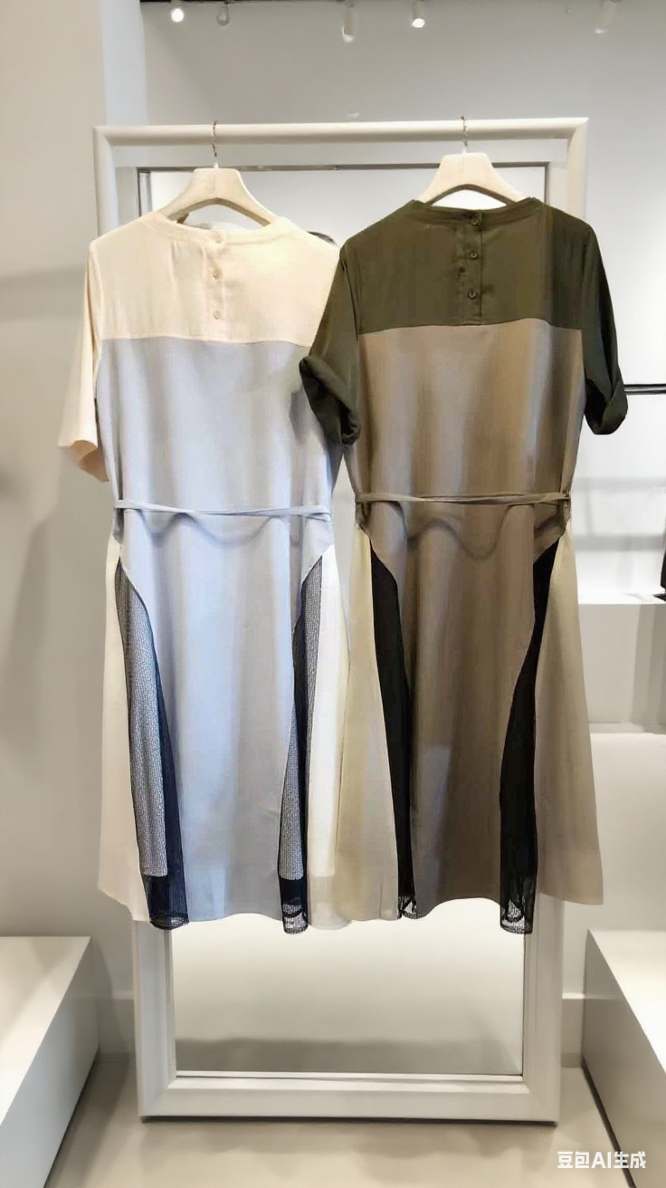 M259108 《圓領靚拼色拼側網OPS》 兩色(杏藍/黑綠)