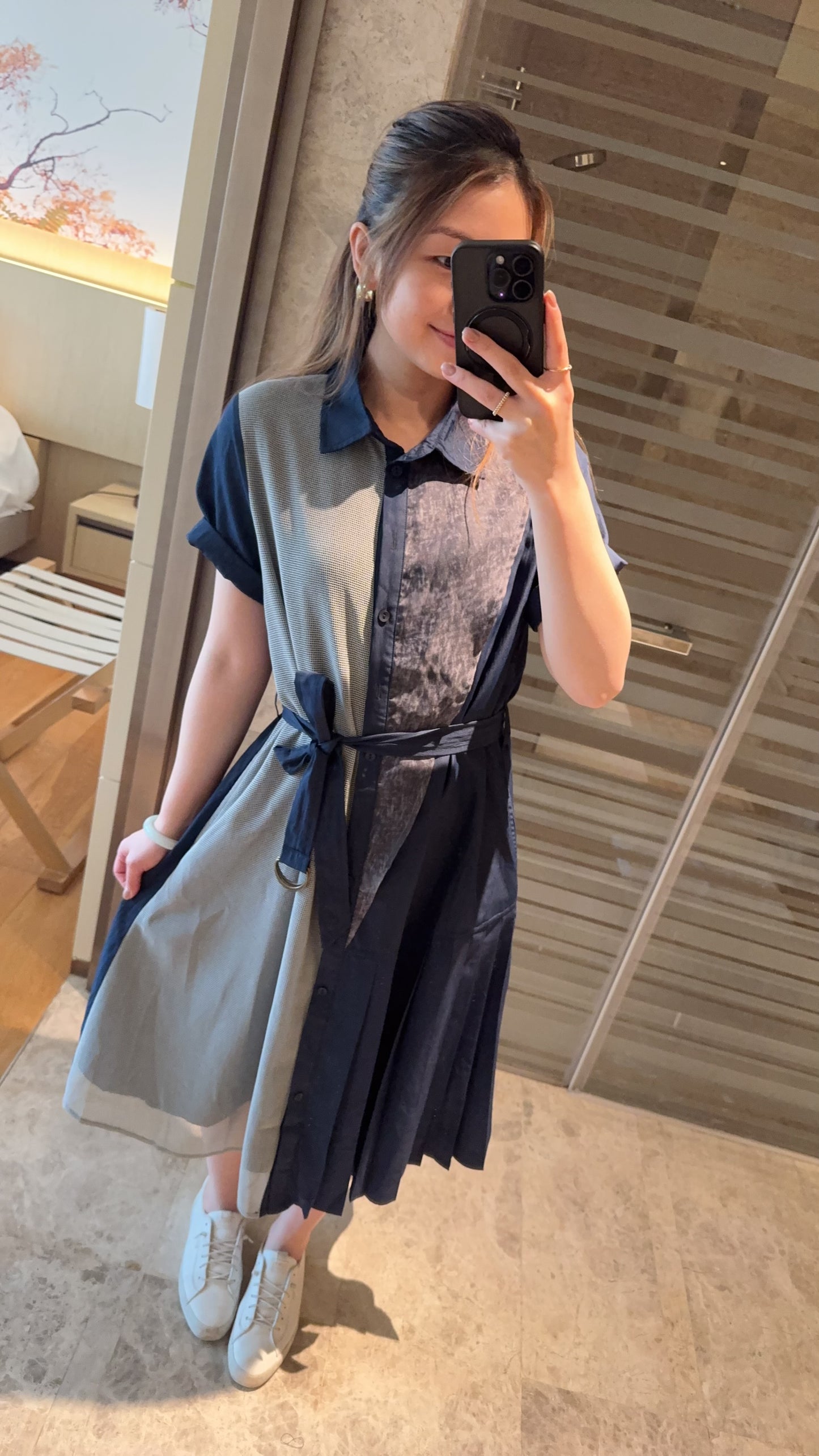P176403《格網拼雲染OPS》（白/藍）