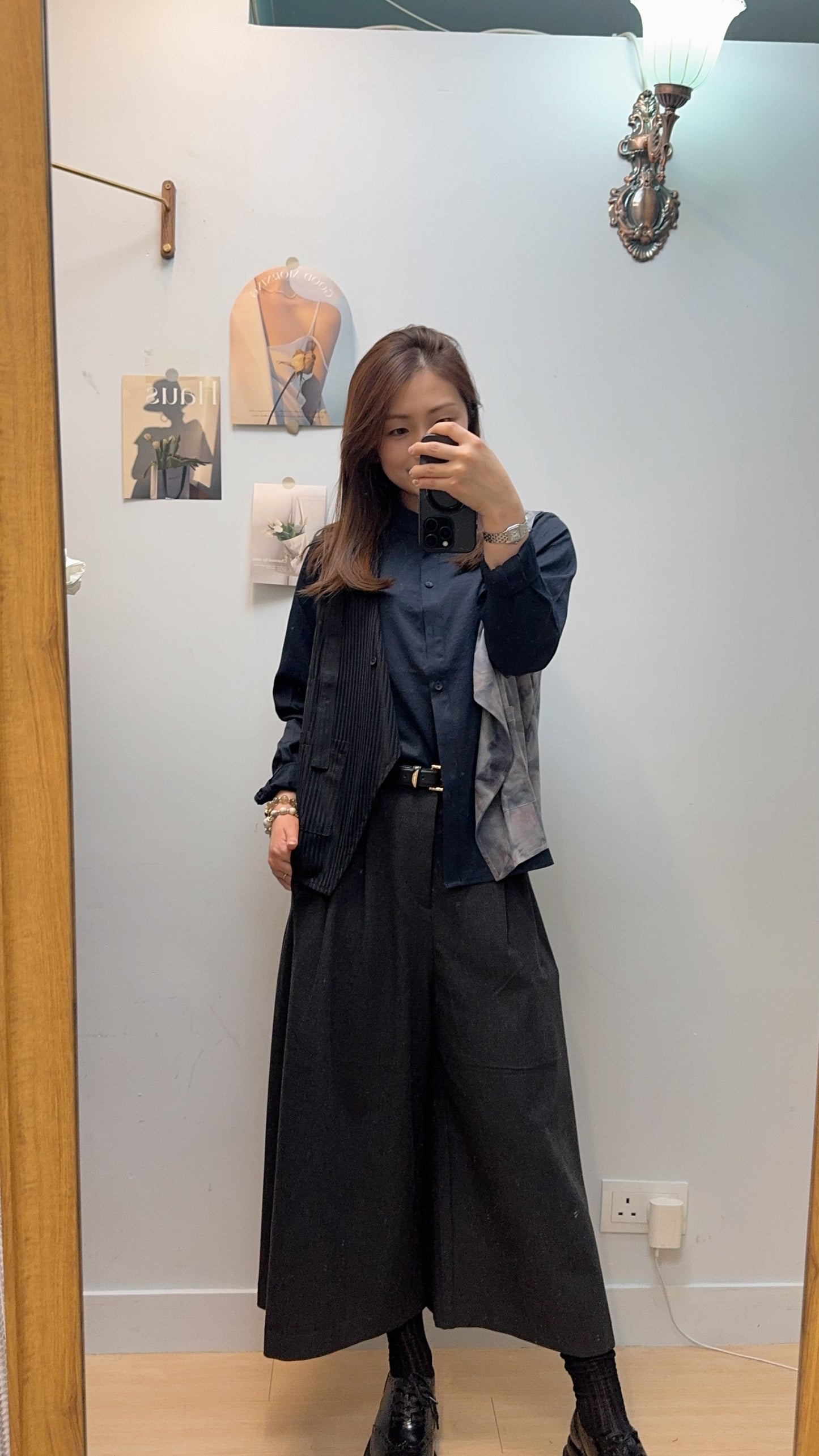 P181410 《假兩件印花恤衫》深藍