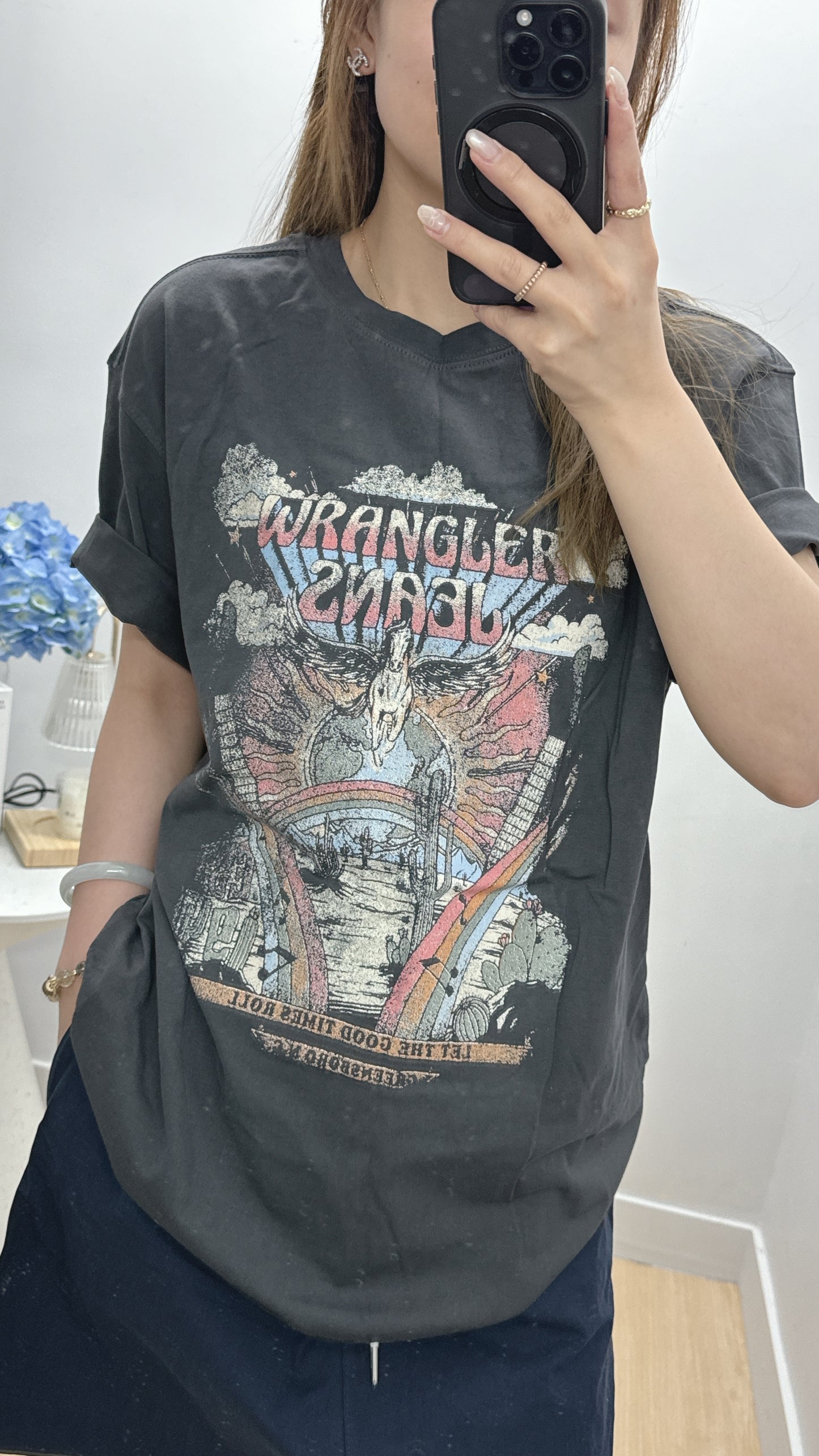 【5月韓國】Oversize Graphic Print Tee 粉藍