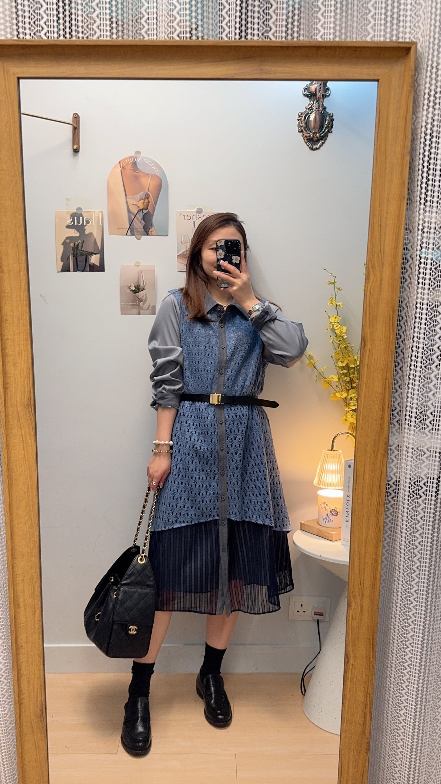 B55811 《西裝外套+假冷衫層次OPS》兩色（藍/黑）