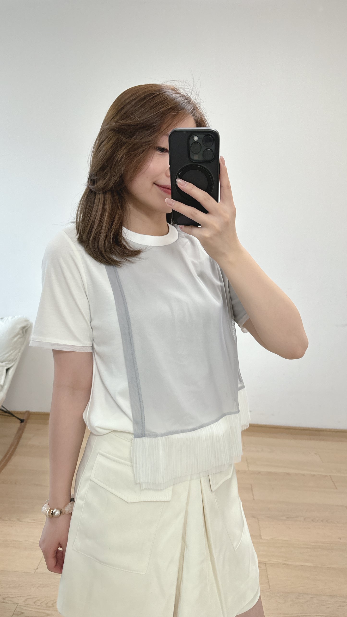 L4312《8月新品：涼浸浸彈性Tee》(白色）(S/M)