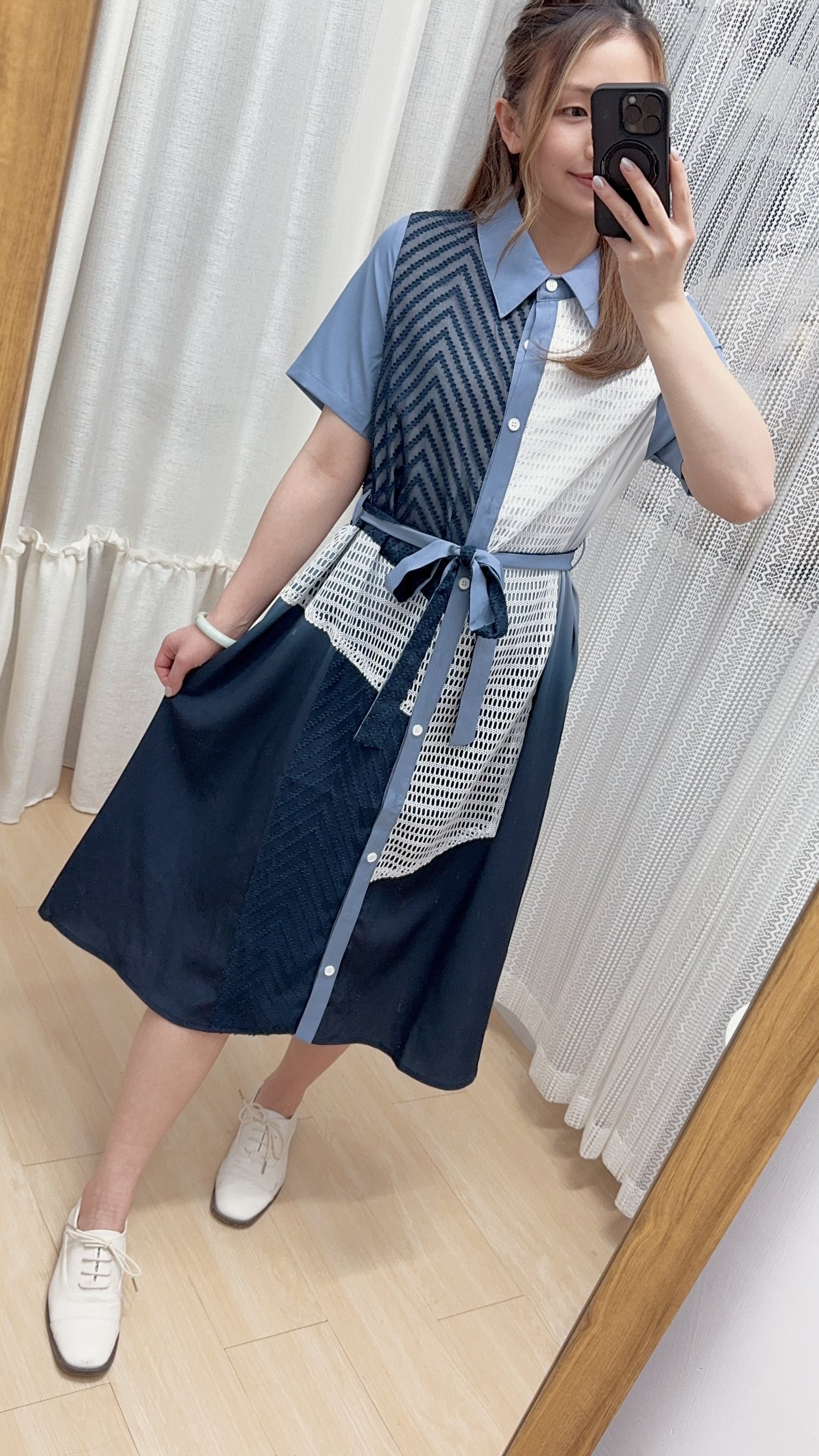 B46503《拼布漸變OPS》（白黑/白藍）