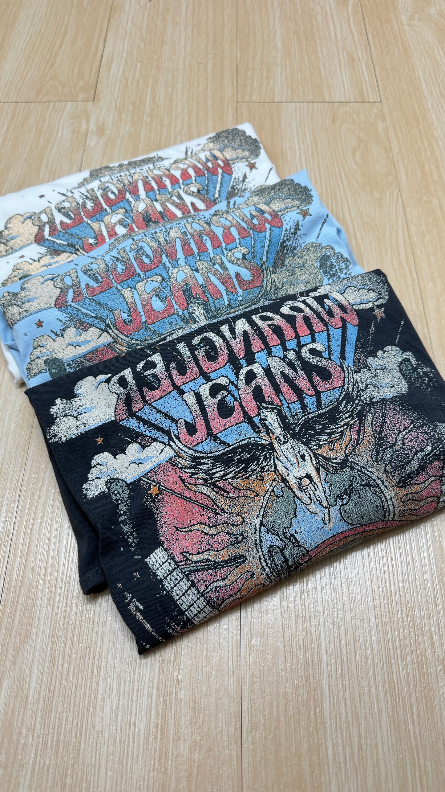 【5月韓國】Oversize Graphic Print Tee 粉藍