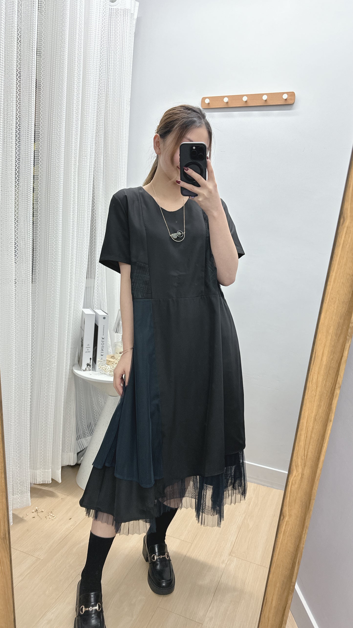 B36403《短袖details滿滿打底連身裙》兩色入 (黑色)