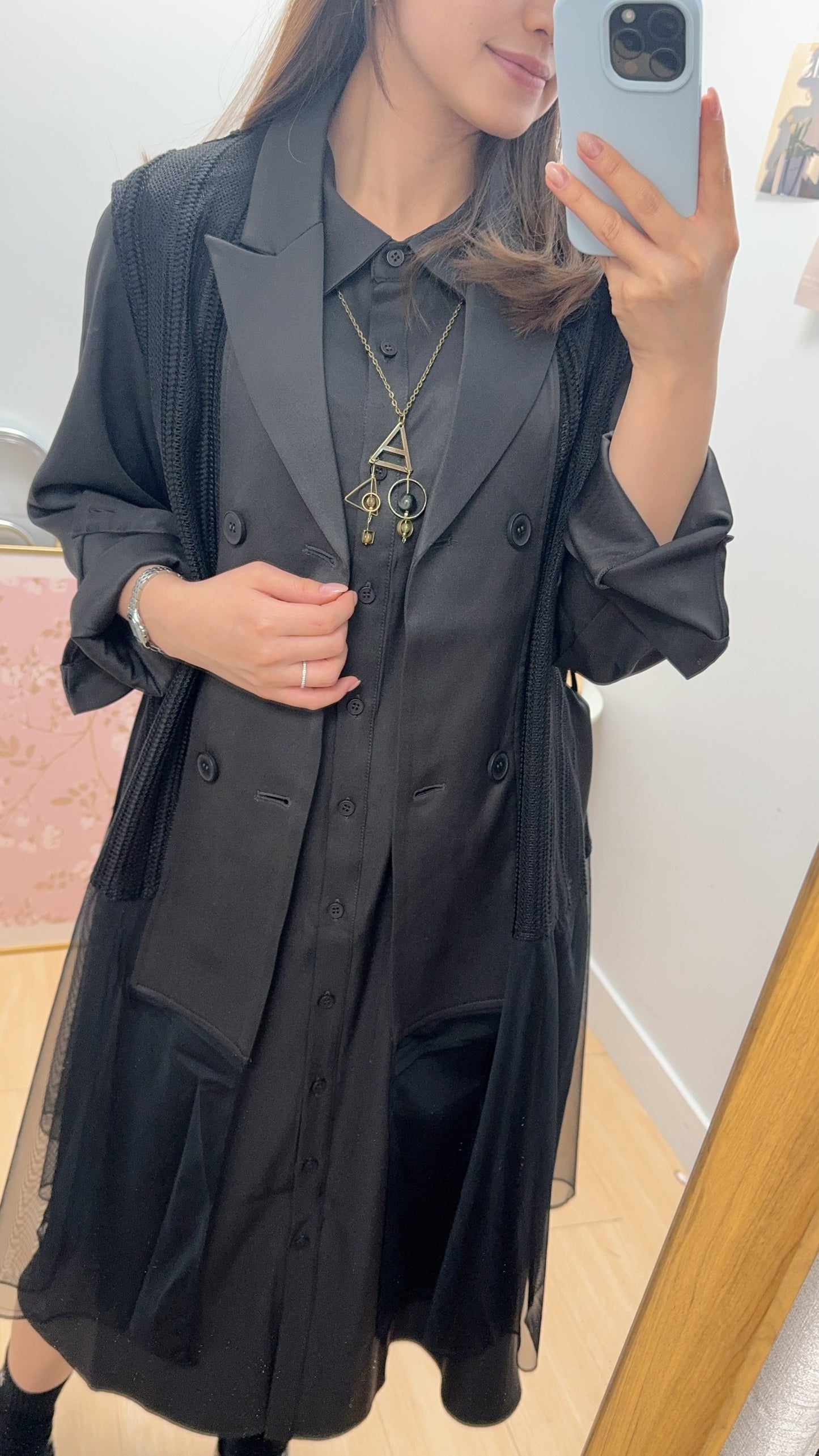 B55411 《一套兩件長西裝外套款》兩色（米白/黑）