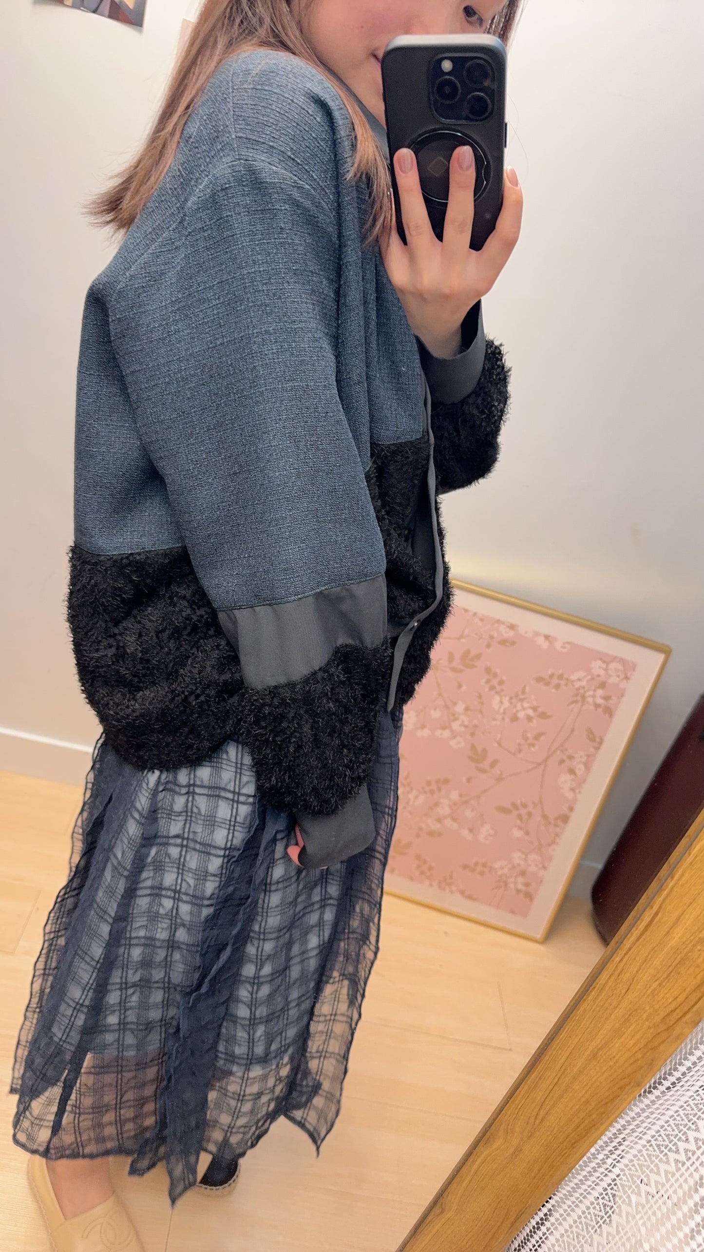 B54410 《Oversize 偽衛衣恤衫》 兩色（白灰/黑藍）