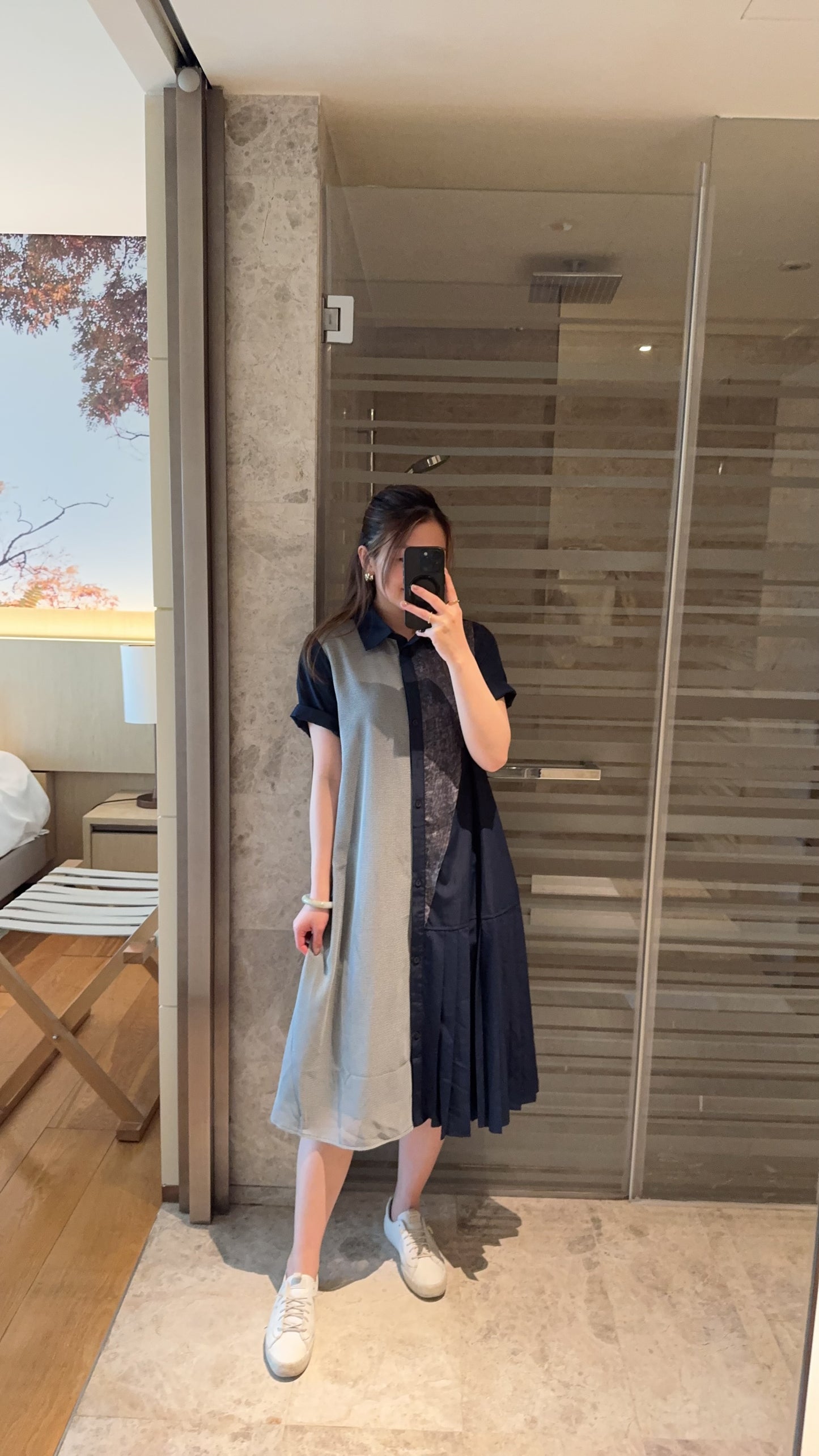 P176403《格網拼雲染OPS》（白/藍）