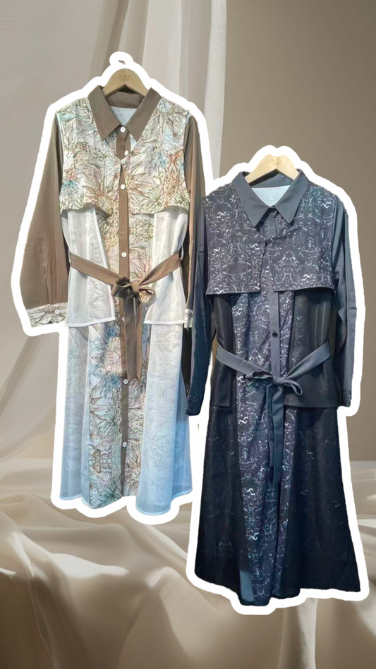 B53911 《可拆小背心+印花OPS》兩色（卡其/黑）