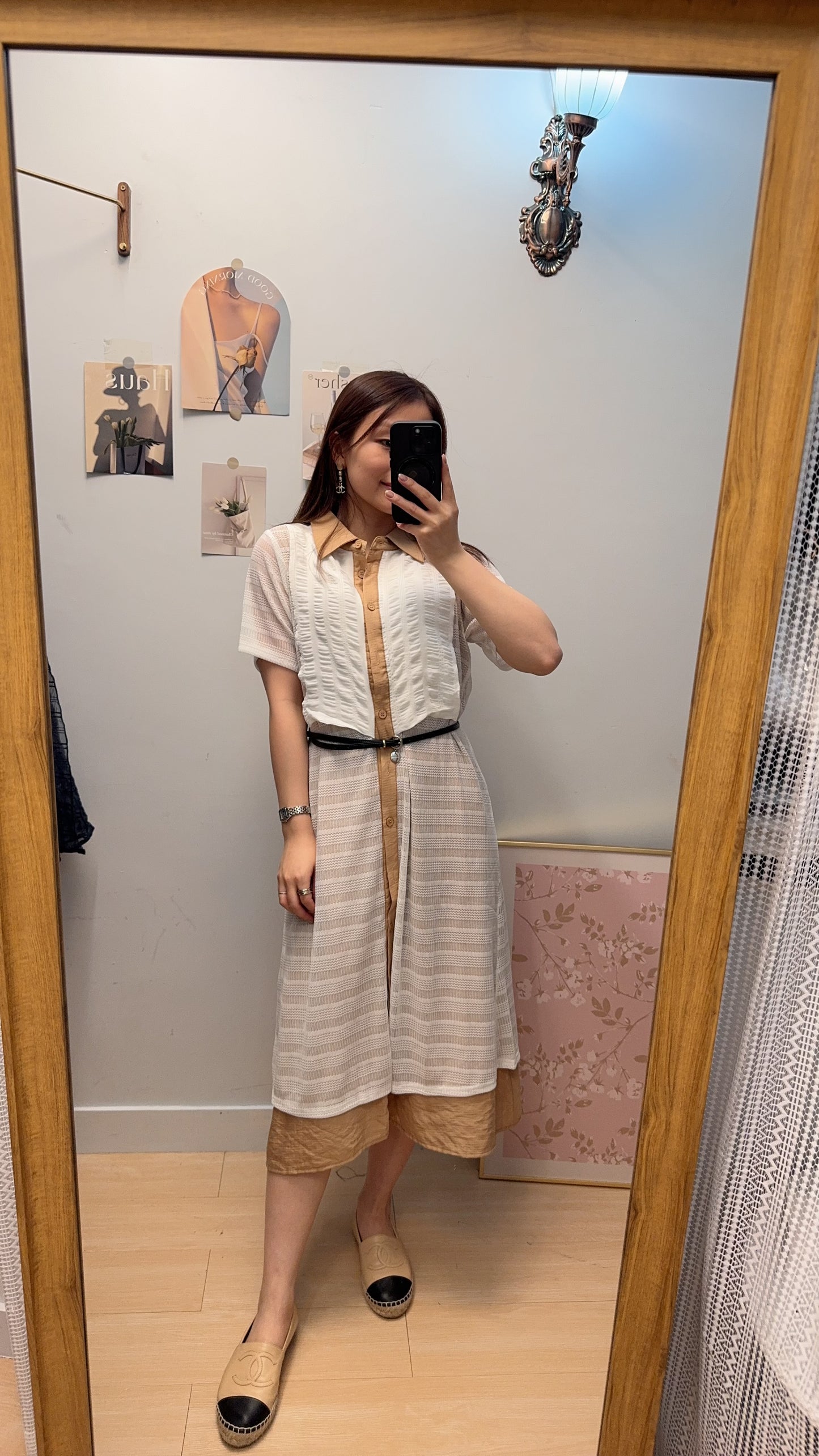 B36510 《免熨短袖無負擔OPS+網外套》 兩色（杏白/藍黑）