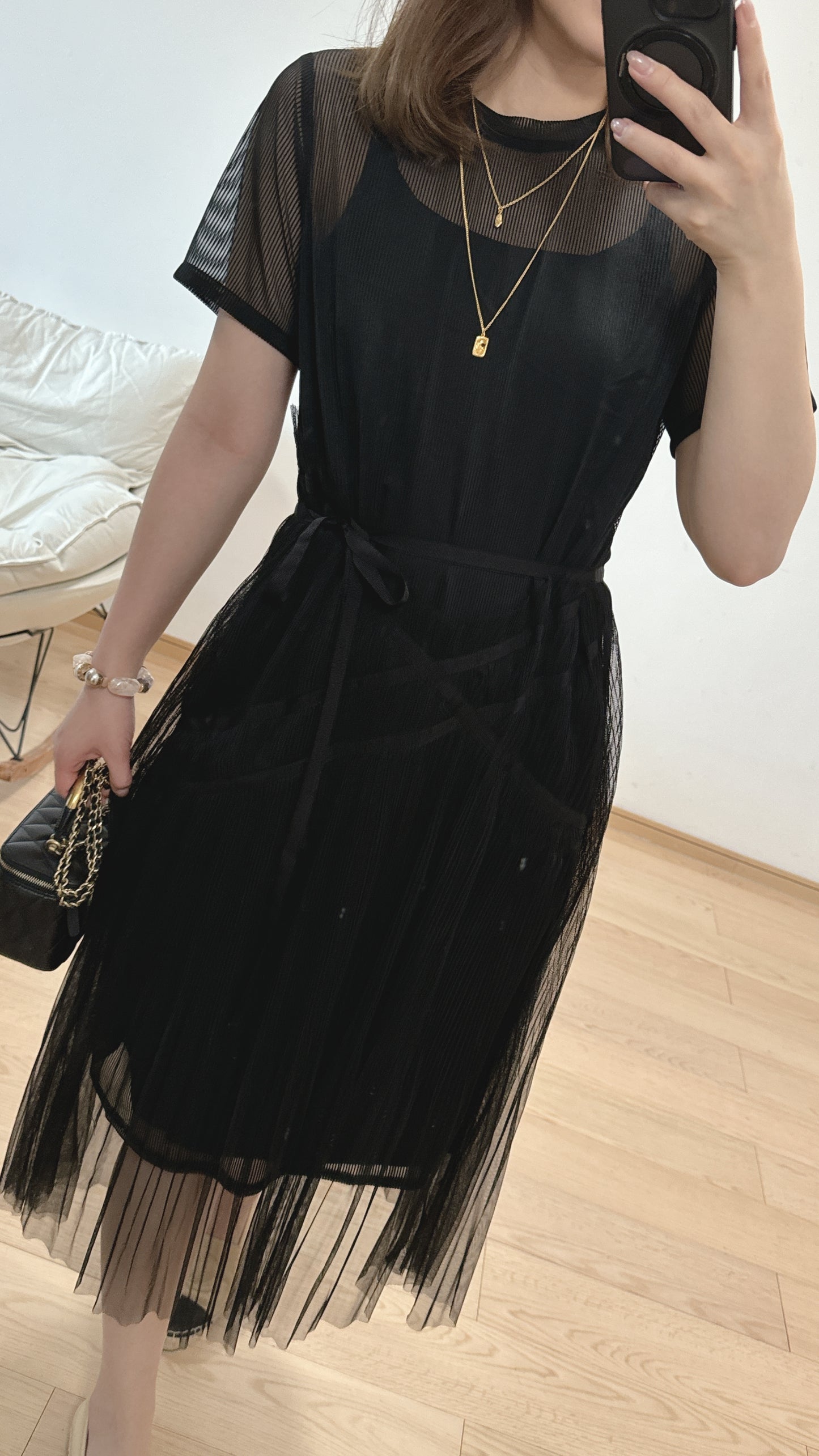 L2711《8月新品：仙氣短袖OPS》(黑色）M Size