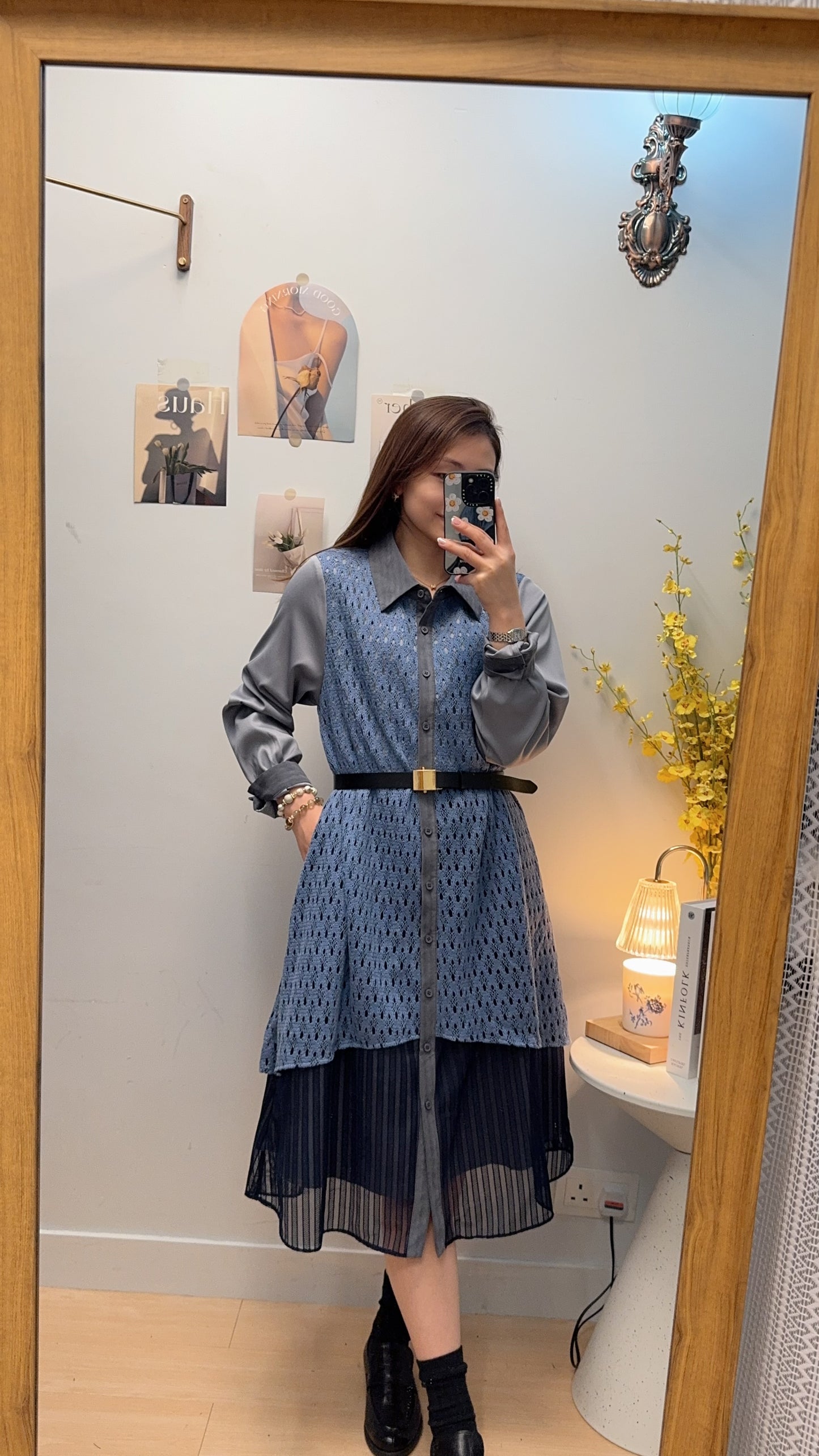 B55811 《西裝外套+假冷衫層次OPS》兩色（藍/黑）