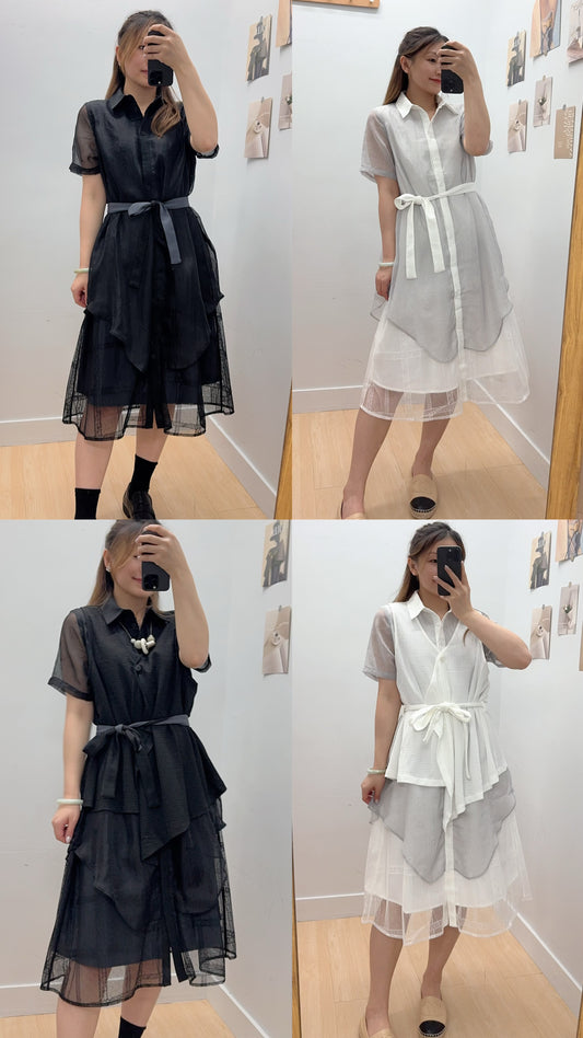 B47804《小個子🕊️女神風兩件套OPS》（白/黑）