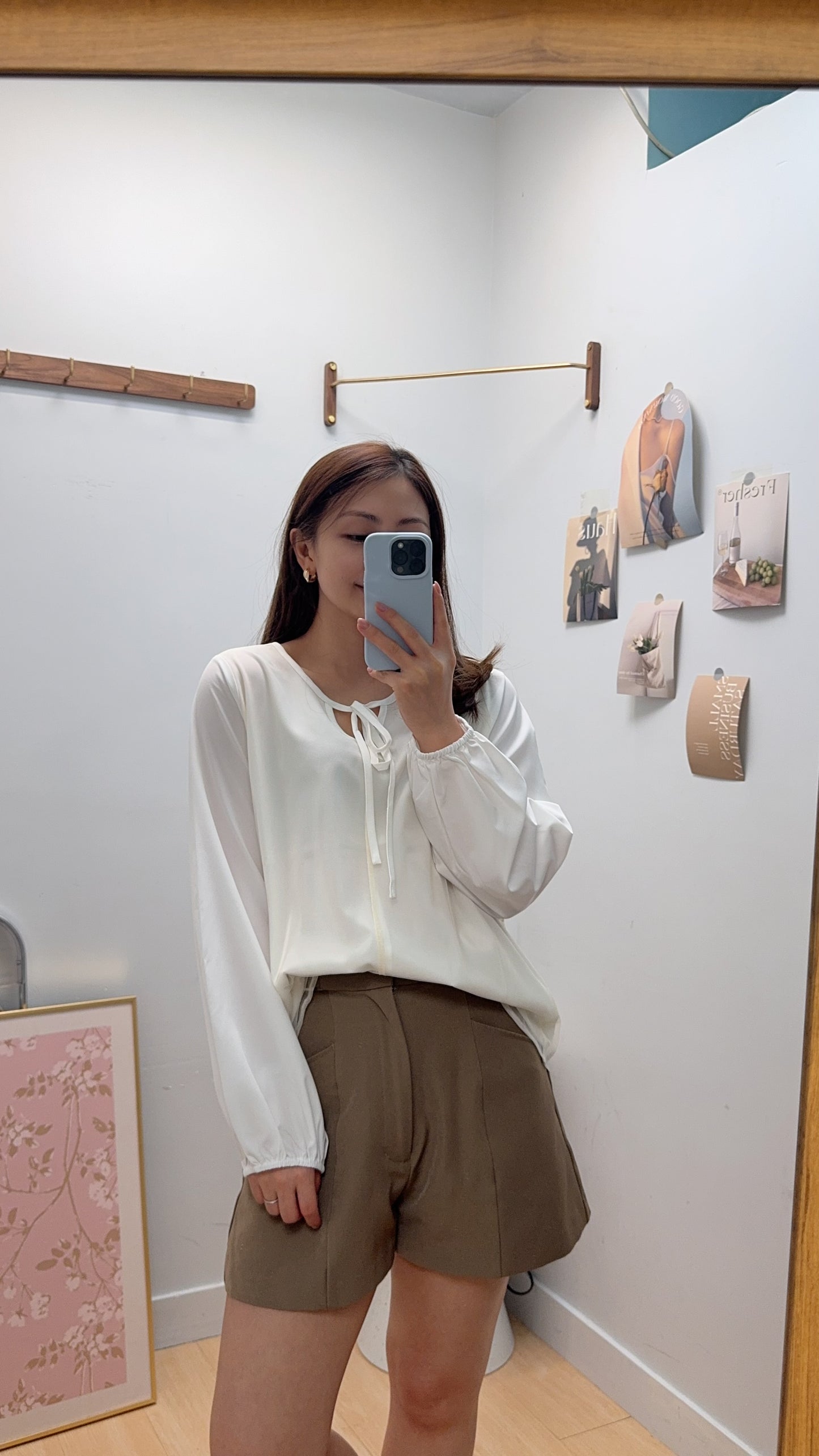 B53611 《兩件套：網背心+蝴蝶結領TOP》兩色（白/黑）