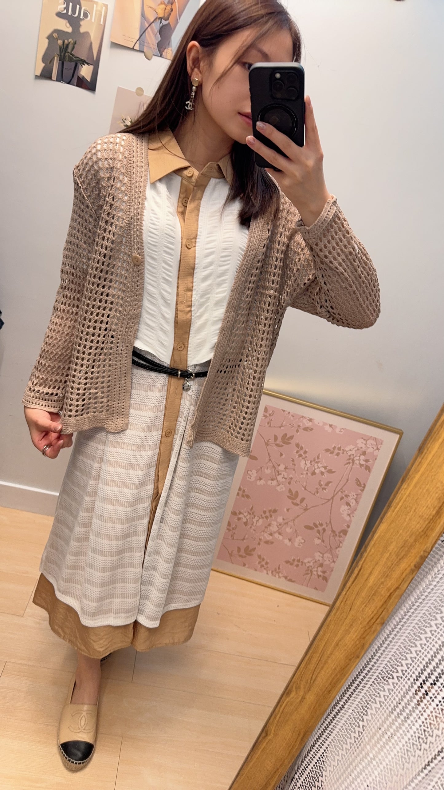 B36510 《免熨短袖無負擔OPS+網外套》 兩色（杏白/藍黑）