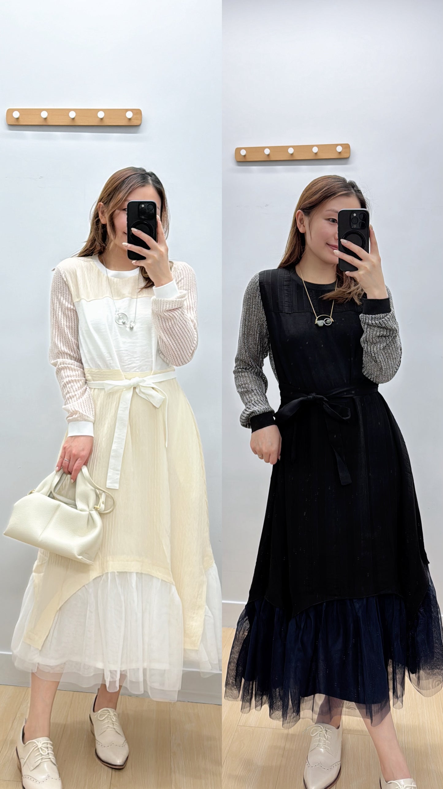 L500910《免熨長袖仙氣紗紗OPS》黑色