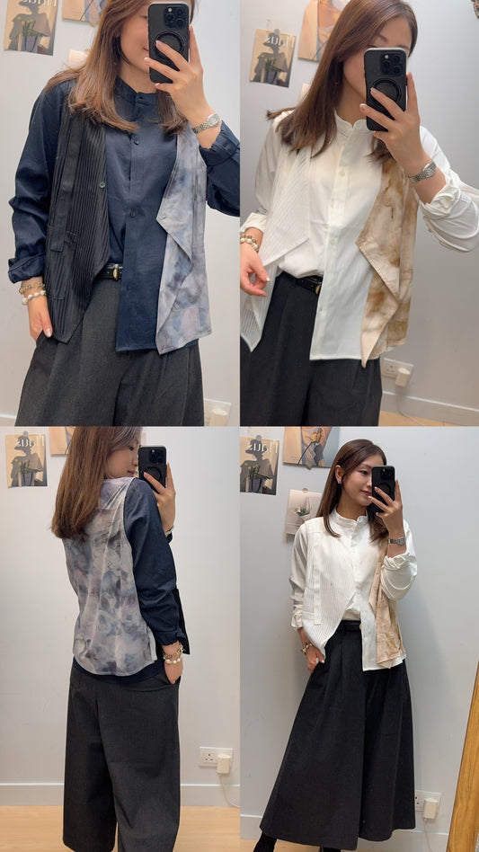 P181410 《假兩件印花恤衫》深藍