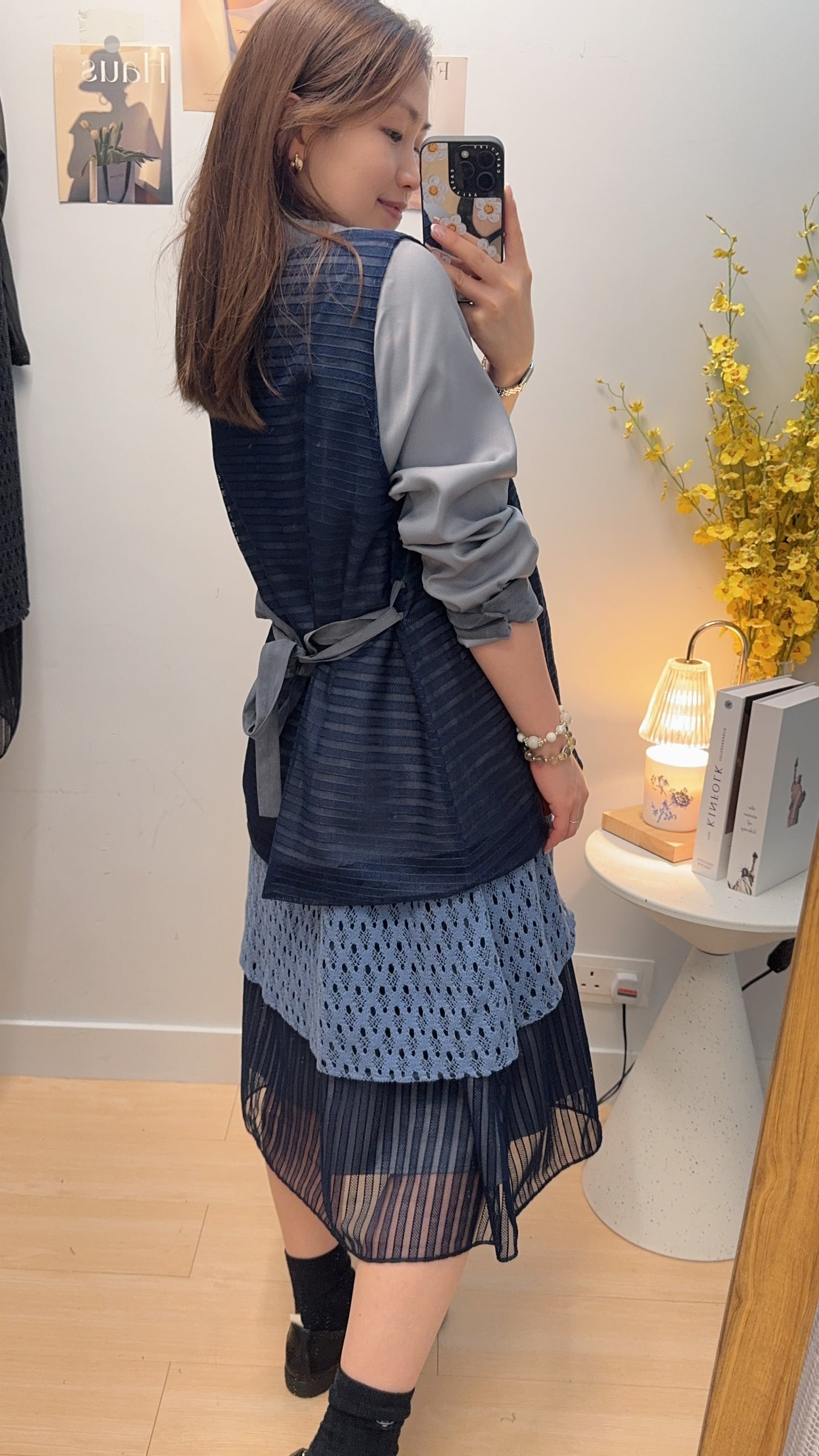 B55811 《西裝外套+假冷衫層次OPS》兩色（藍/黑）