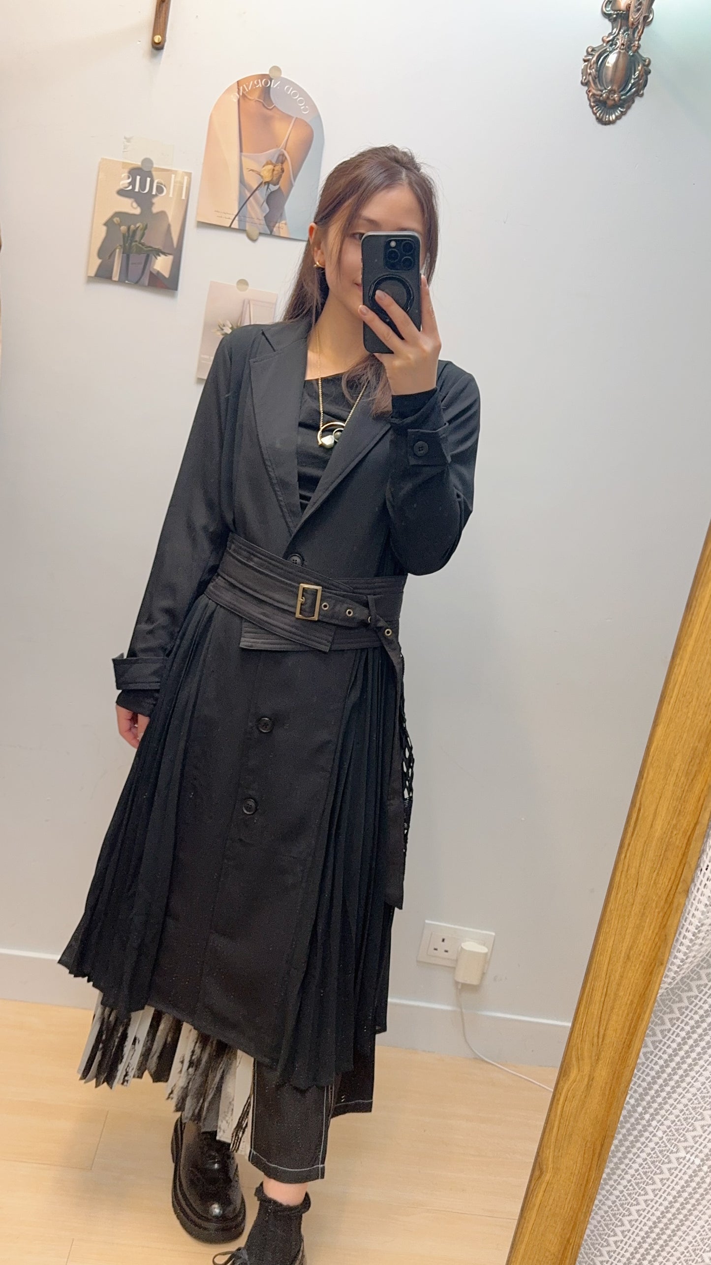 M154010《後LACE側百褶西裝外套+腰封》