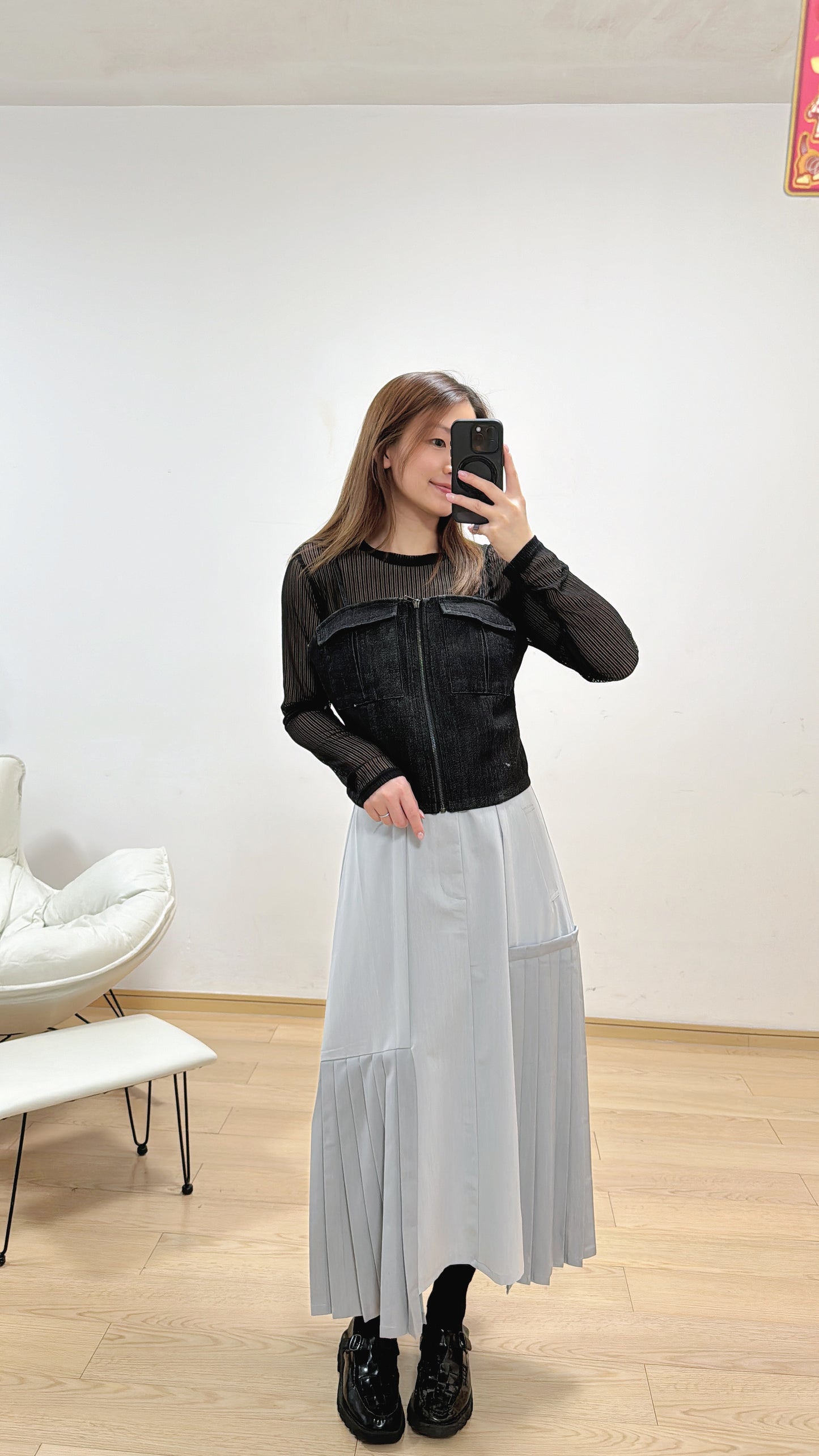 L496609《一套兩件：TOP+吊帶牛仔》白色
