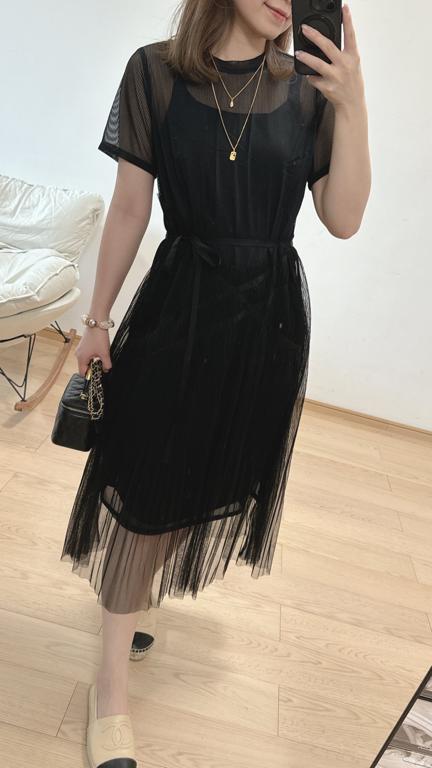 L2711《8月新品：仙氣短袖OPS》(黑色）M Size