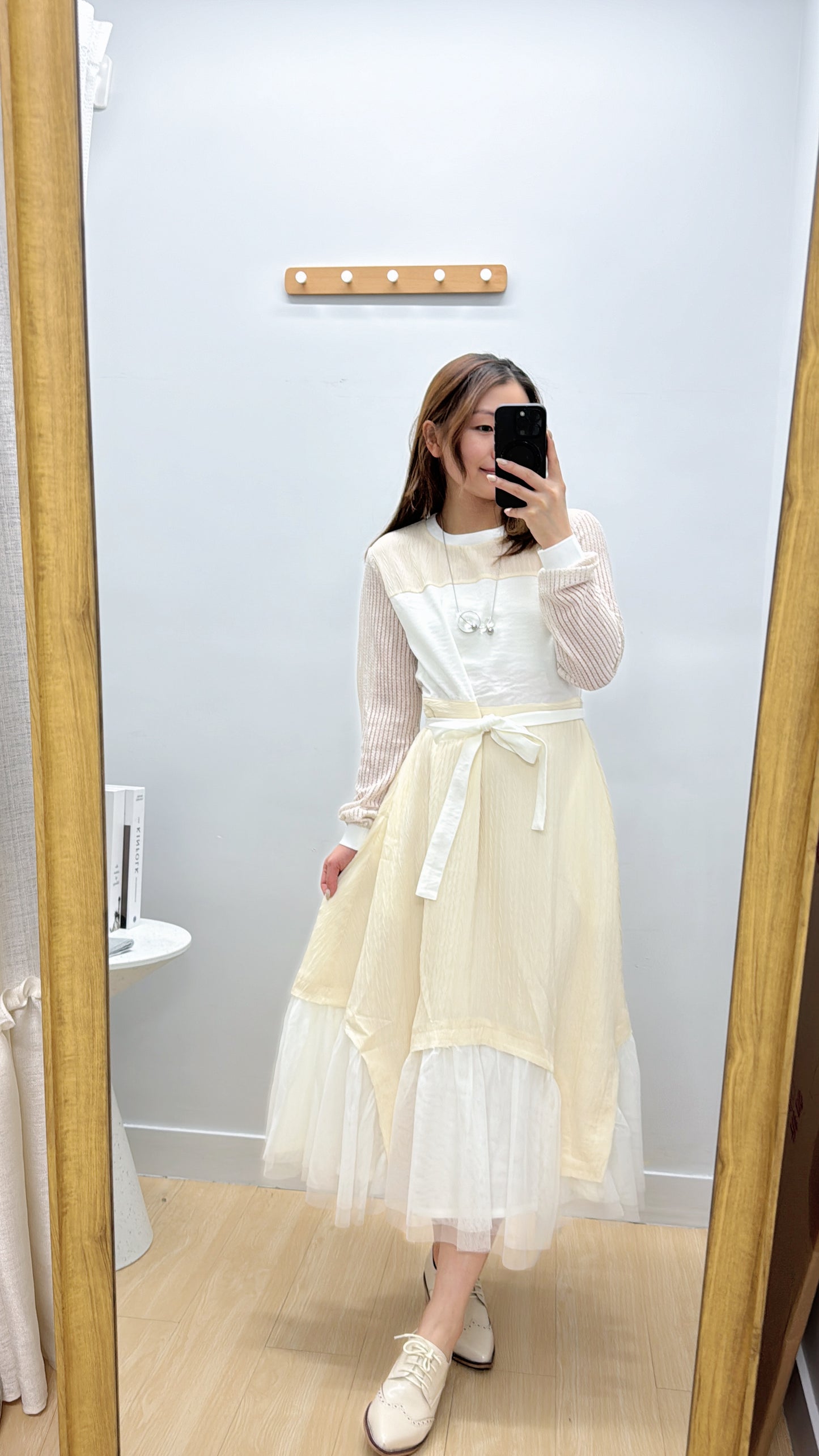 L500910《免熨長袖仙氣紗紗OPS》黑色