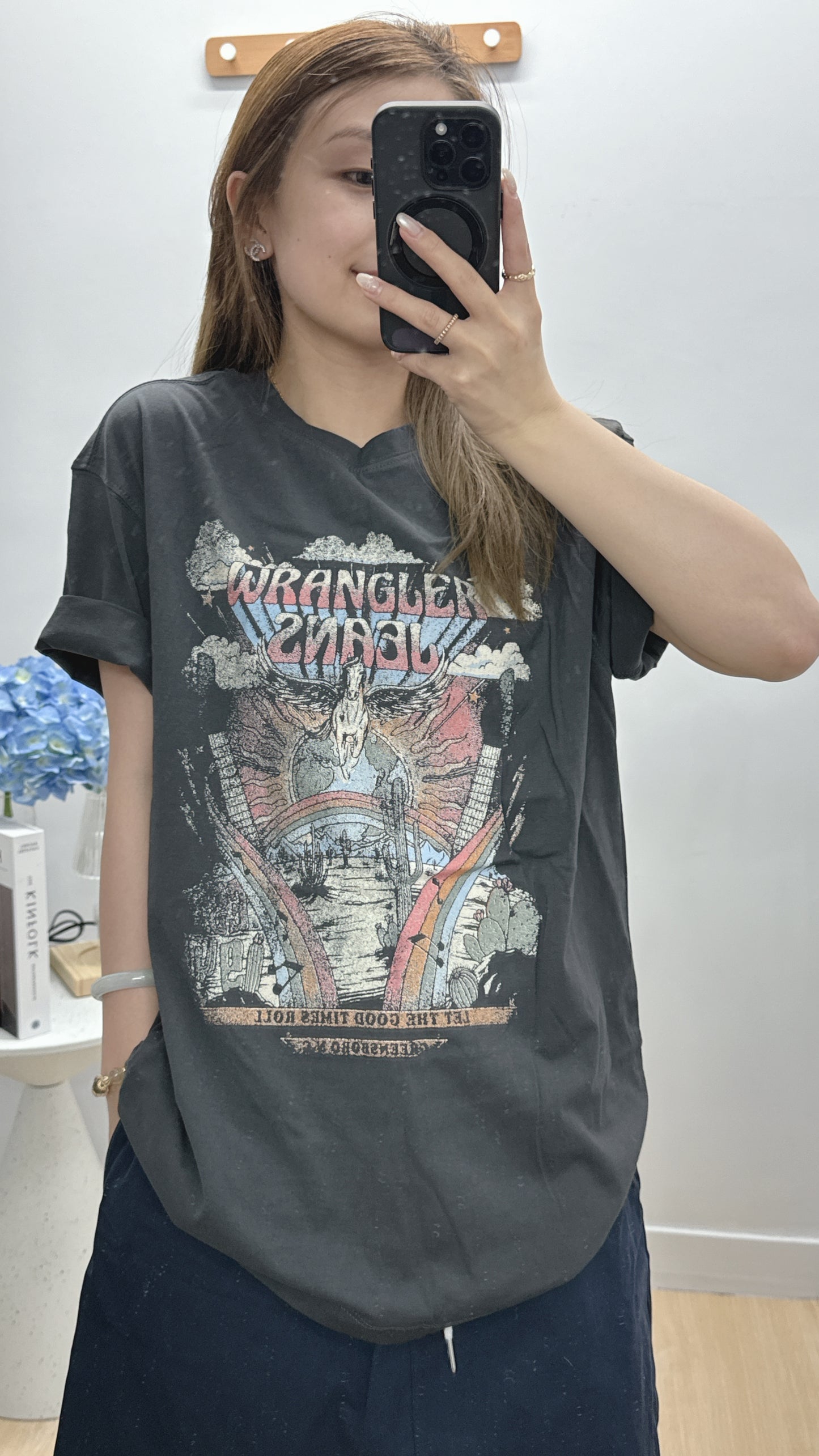 【5月韓國】Oversize Graphic Print Tee 粉藍