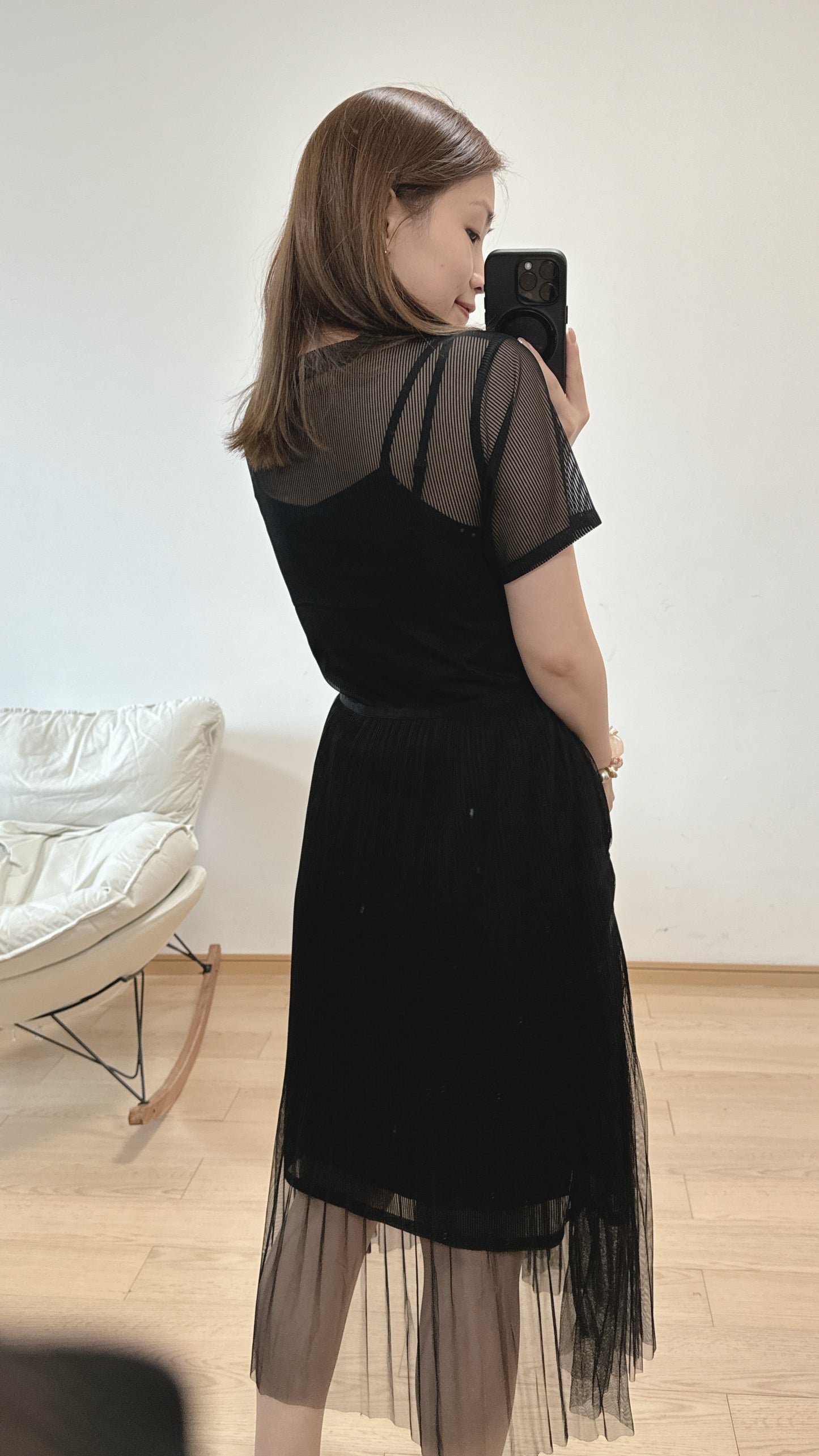 L2711《8月新品：仙氣短袖OPS》(黑色）M Size