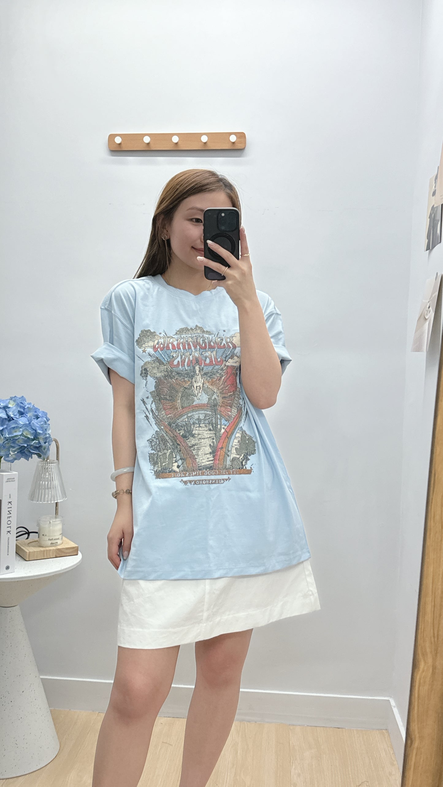 【5月韓國】Oversize Graphic Print Tee 粉藍