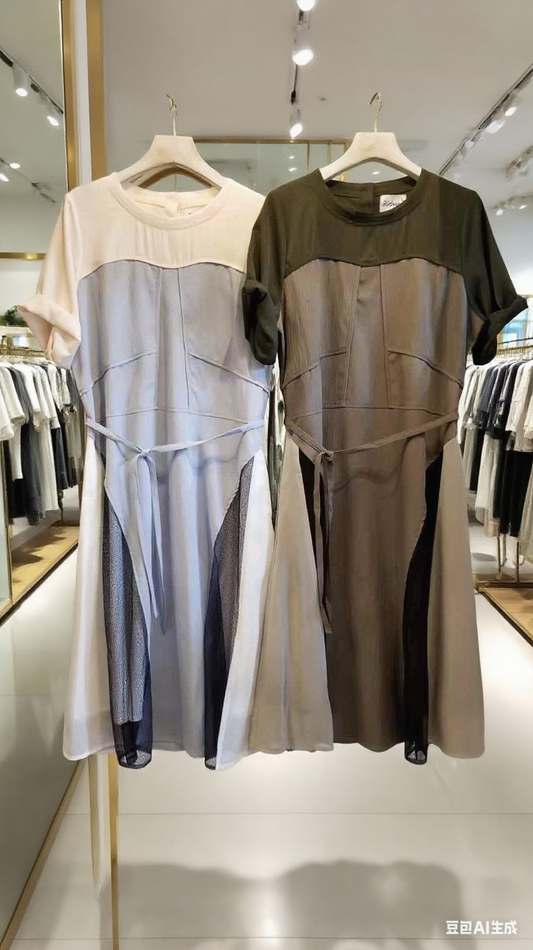 M259108 《圓領靚拼色拼側網OPS》 兩色（白藍/黑綠）