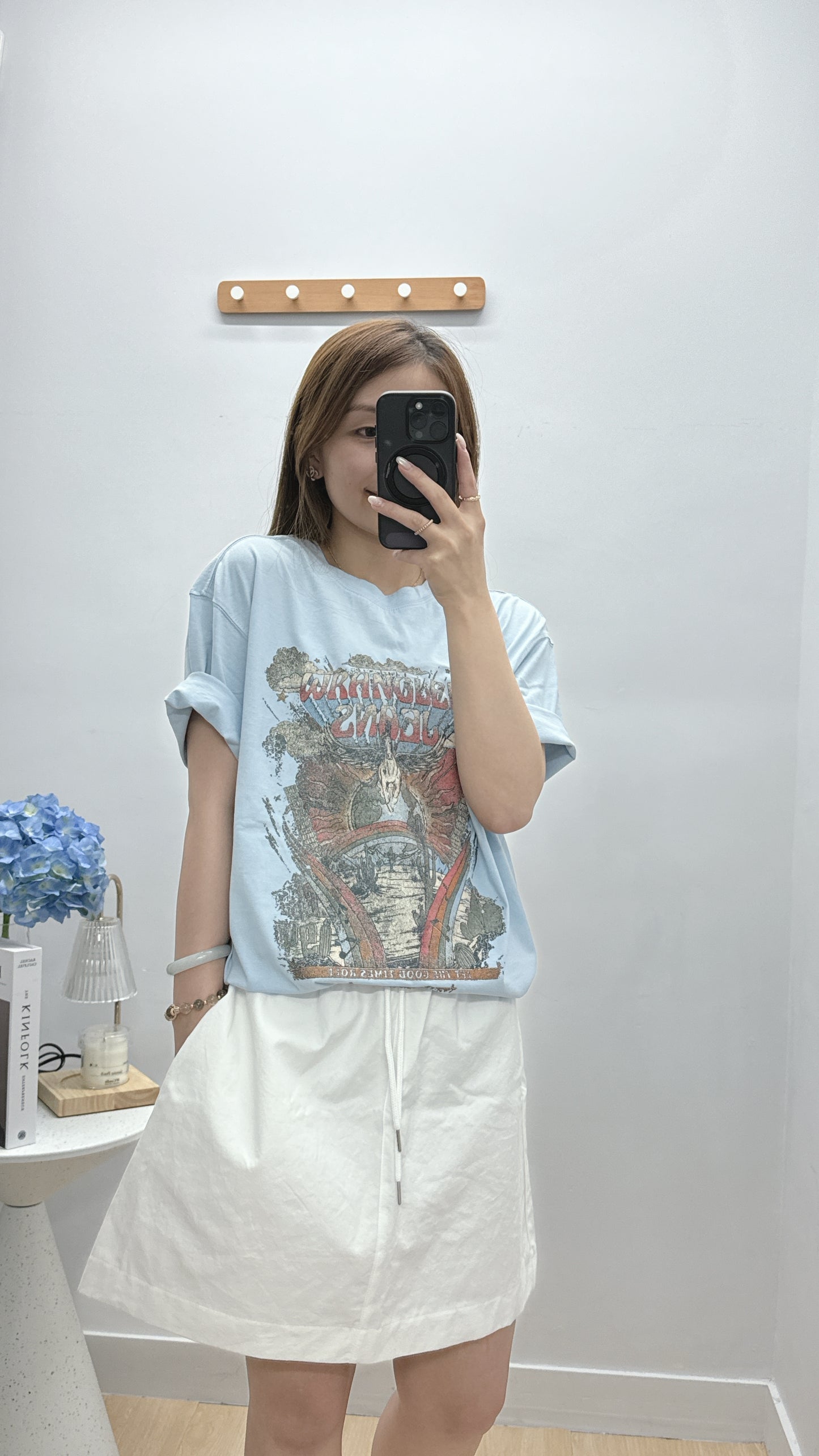 【5月韓國】Oversize Graphic Print Tee 粉藍