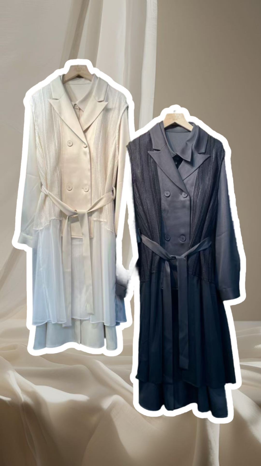 B55411 《一套兩件長西裝外套款》兩色（米白/黑）