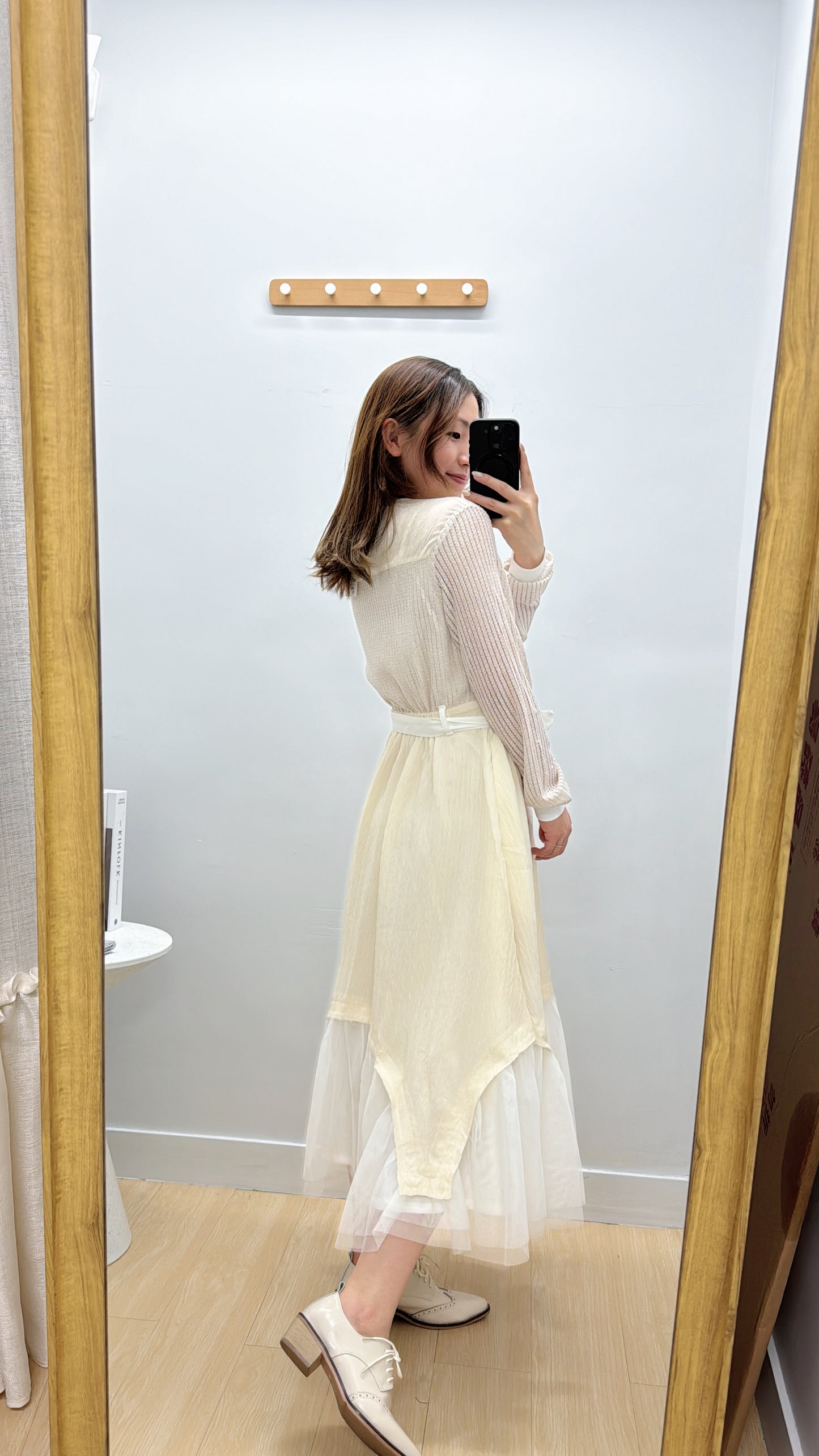 L500910《免熨長袖仙氣紗紗OPS》黑色