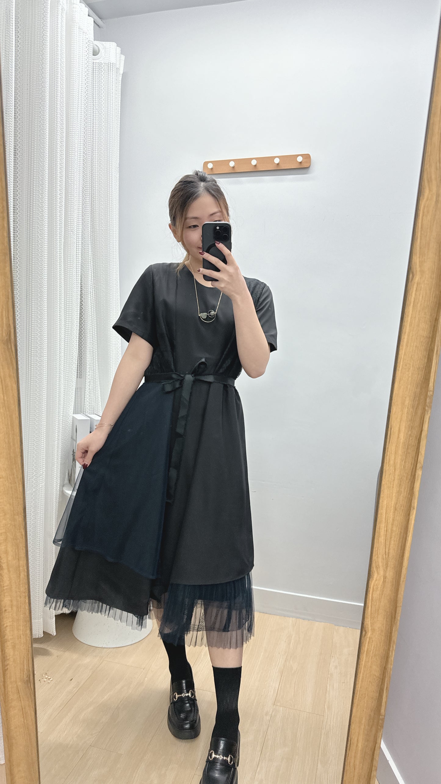 B36403《短袖details滿滿打底連身裙》兩色入 (黑色)