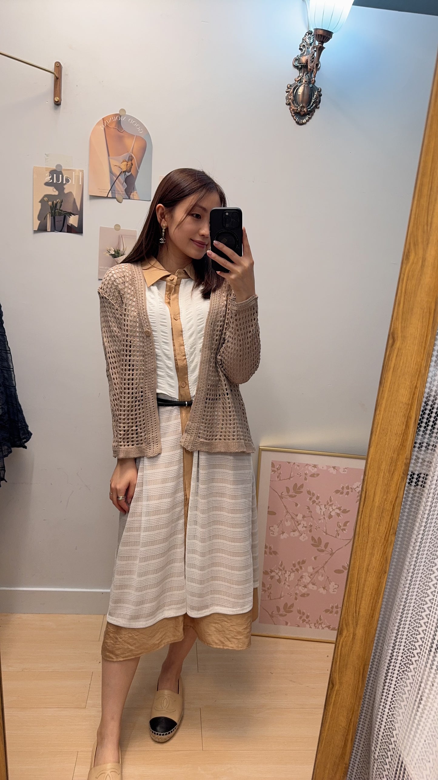 B36510 《免熨短袖無負擔OPS+網外套》 兩色（杏白/藍黑）