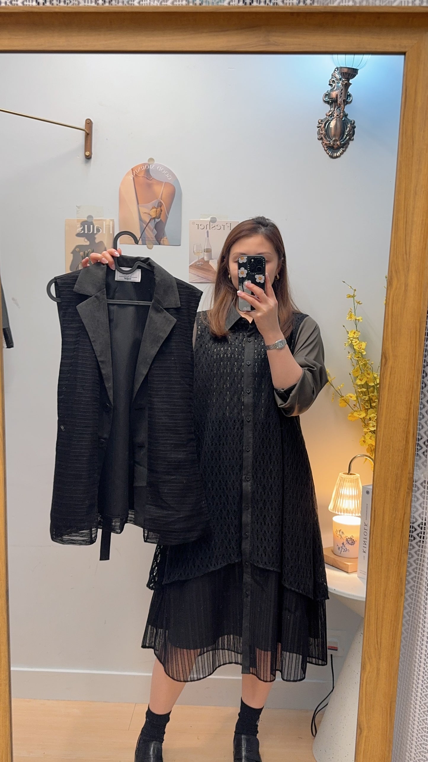 B55811 《西裝外套+假冷衫層次OPS》兩色（藍/黑）