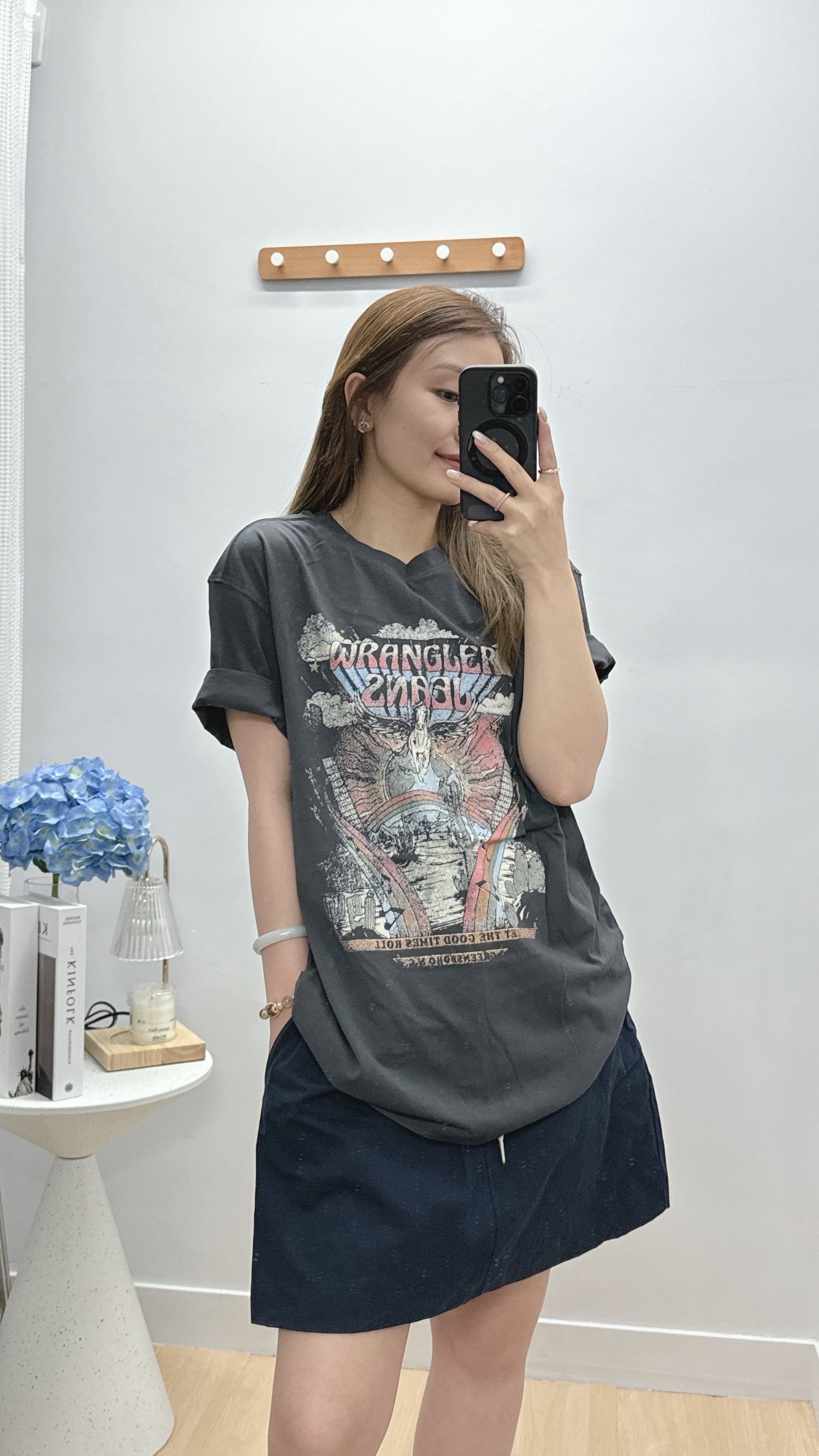 【5月韓國】Oversize Graphic Print Tee 粉藍