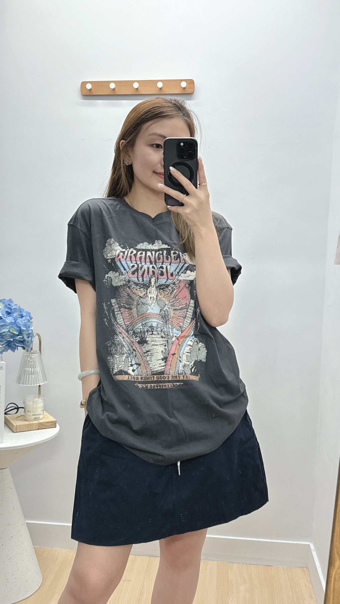 【5月韓國】Oversize Graphic Print Tee 粉藍