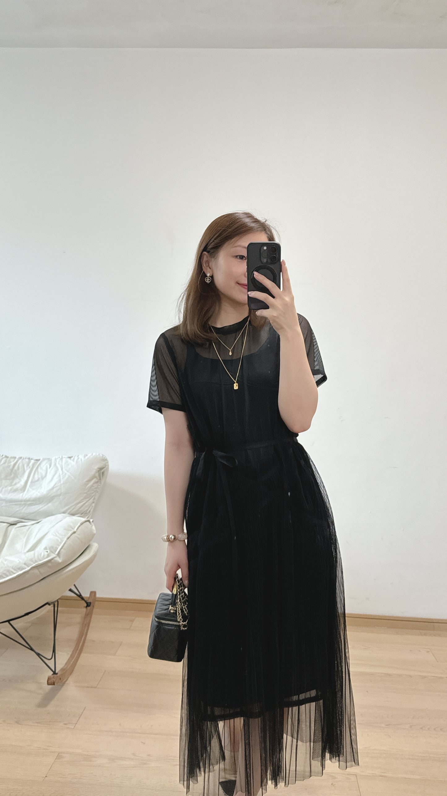 L2711《8月新品：仙氣短袖OPS》(黑色）M Size