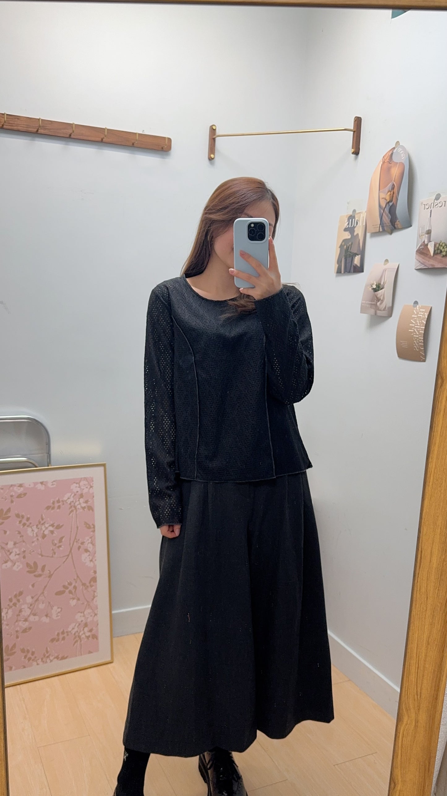 B54511 《兩件套：披肩+百搭線條TOP》兩色（卡其/黑）