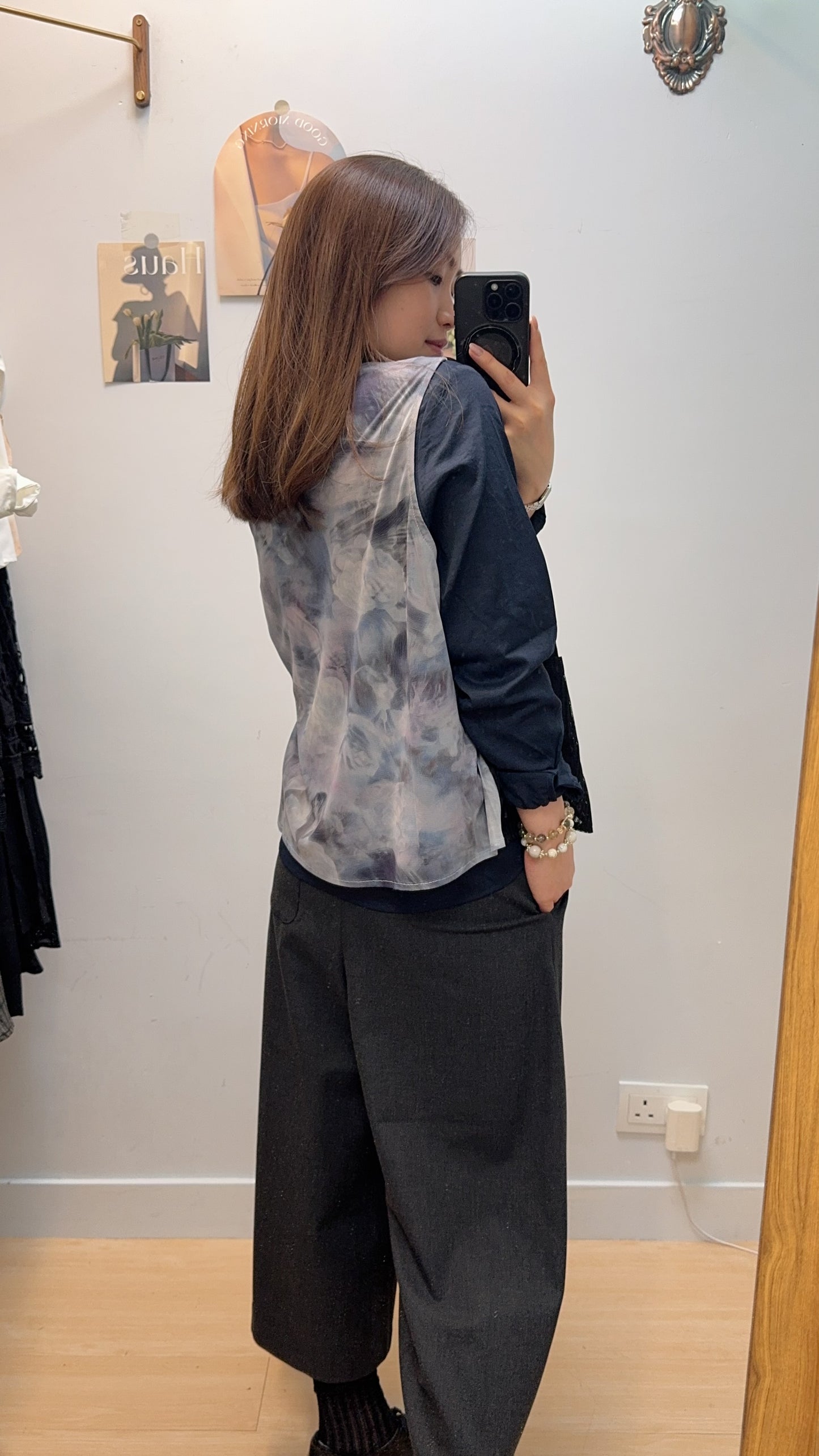 P181410 《假兩件印花恤衫》深藍