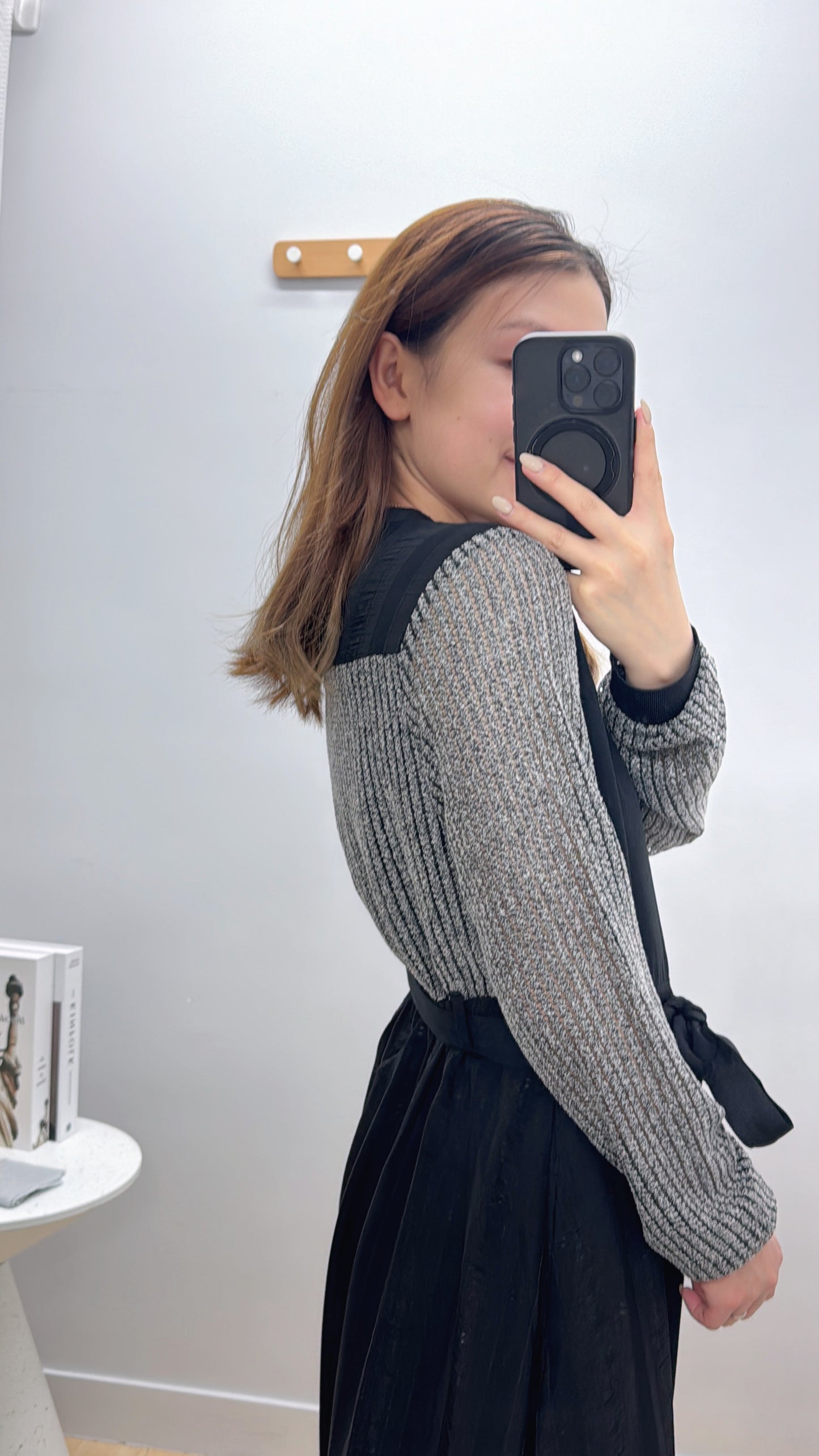 L500910《免熨長袖仙氣紗紗OPS》黑色