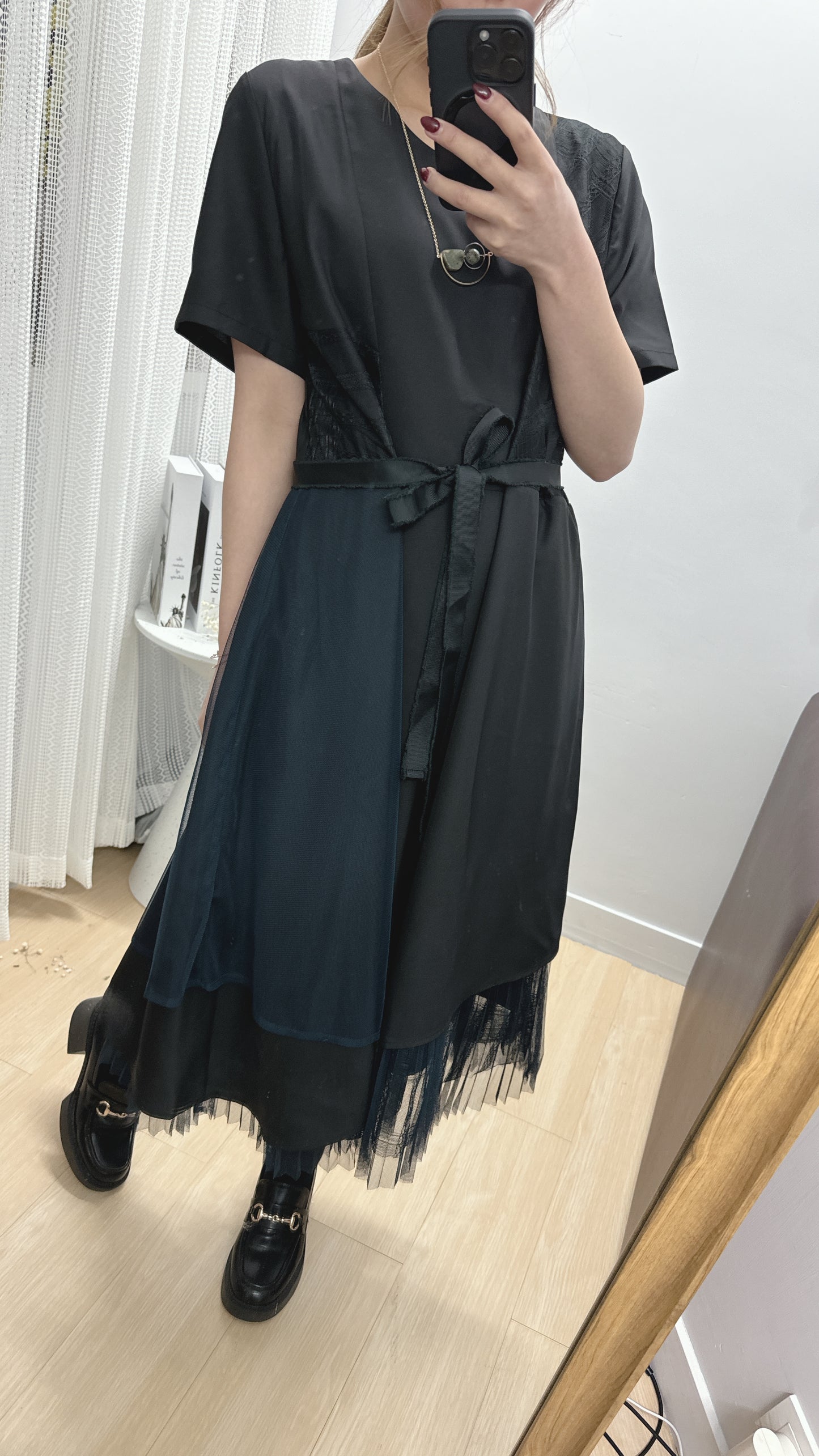 B36403《短袖details滿滿打底連身裙》兩色入 (黑色)