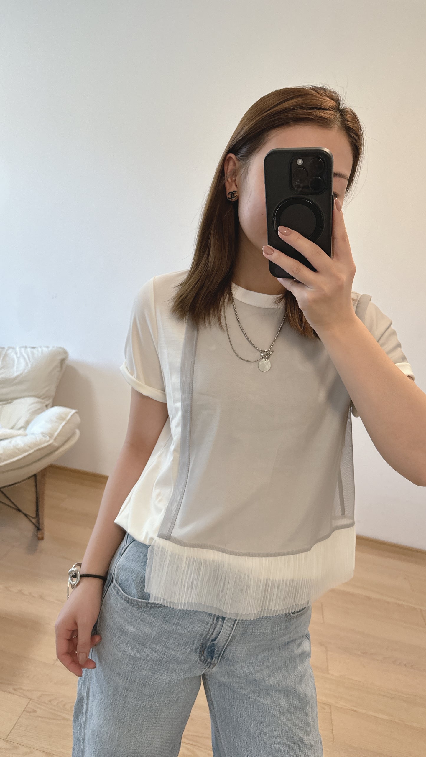 L4312《8月新品：涼浸浸彈性Tee》(白色）(S/M)