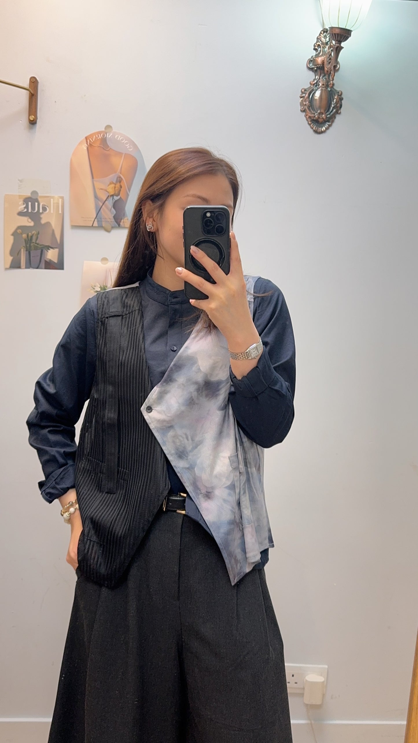 P181410 《假兩件印花恤衫》深藍