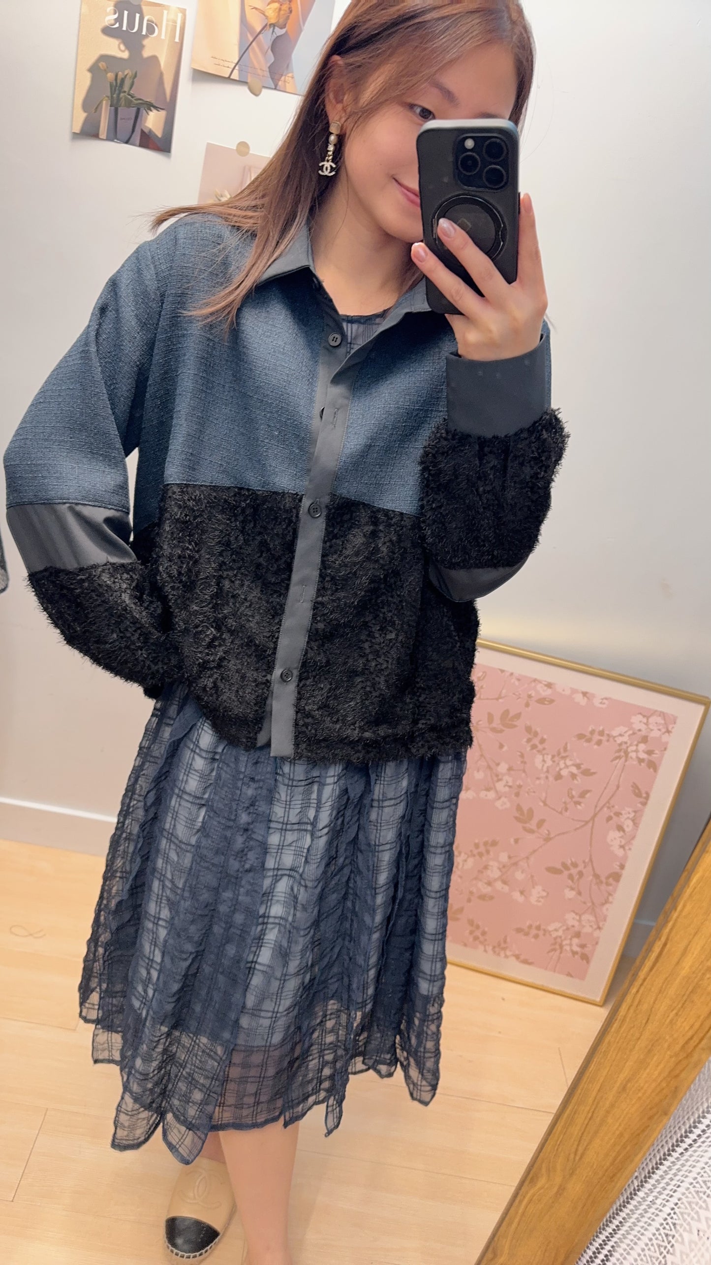 B54410 《Oversize 偽衛衣恤衫》 兩色（白灰/黑藍）