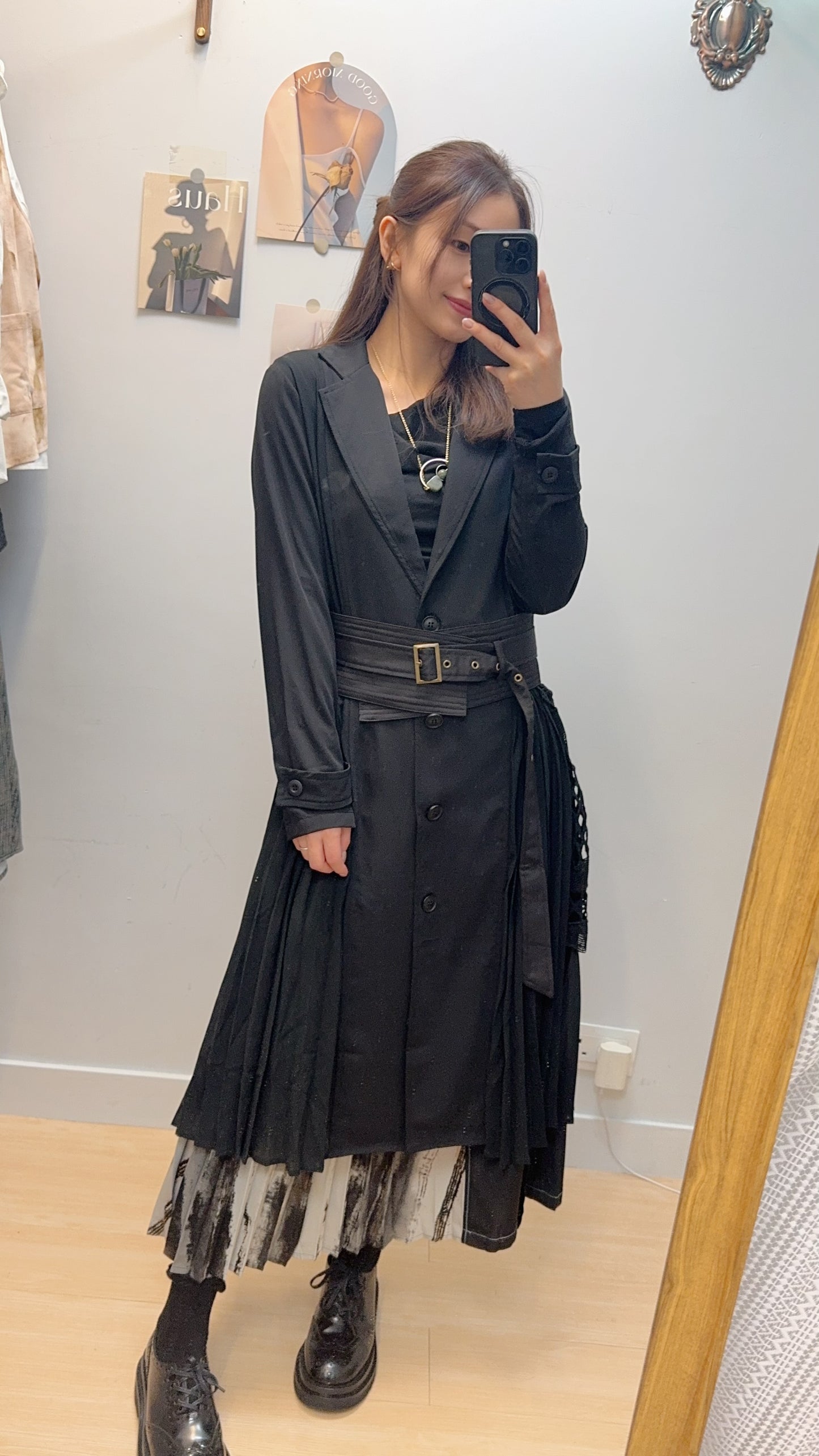 M154010《後LACE側百褶西裝外套+腰封》